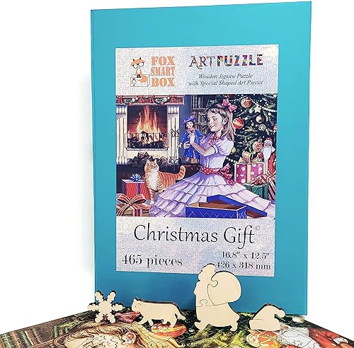Miniatura 8 de FoxSmartBox - Rompecabezas de madera para adultos con forma única, hecho en Estados Unidos, 465 piezas, Navidad