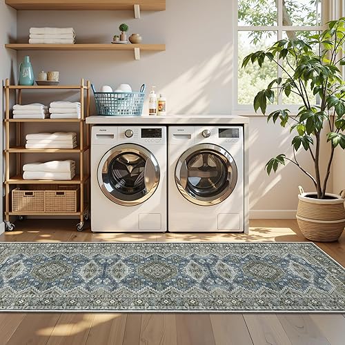 Miniatura 400 de Rugland Alfombras de área de 8 x 10, alfombra lavable resistente a las manchas, alfombras antideslizantes para sala de estar, alfombras tribales