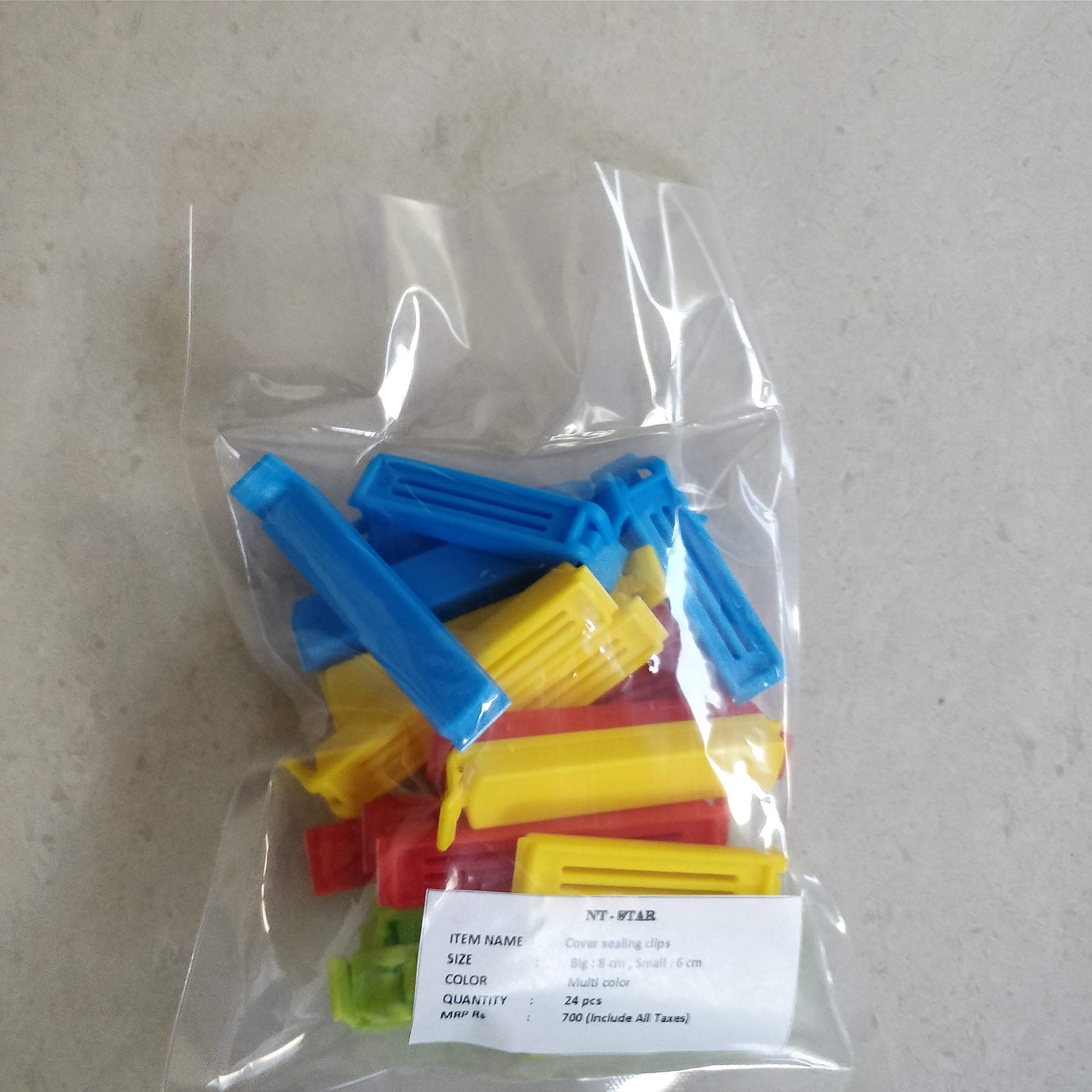 NT-STAR Food Storage Bag Sealing Clips 100% Food Grade, BPA-Free, Mulitcolor,2 Different Size : 8 cm and 6 cm (Pack of 24)-picture-10