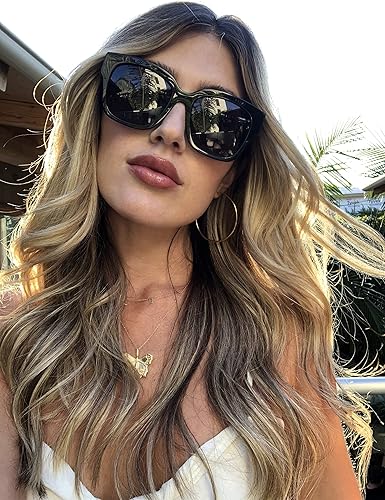 Miniatura 8 de DIFF Bella II - Gafas de sol cuadradas de gran tamaño para mujer, protección UV400, marco negro de moda