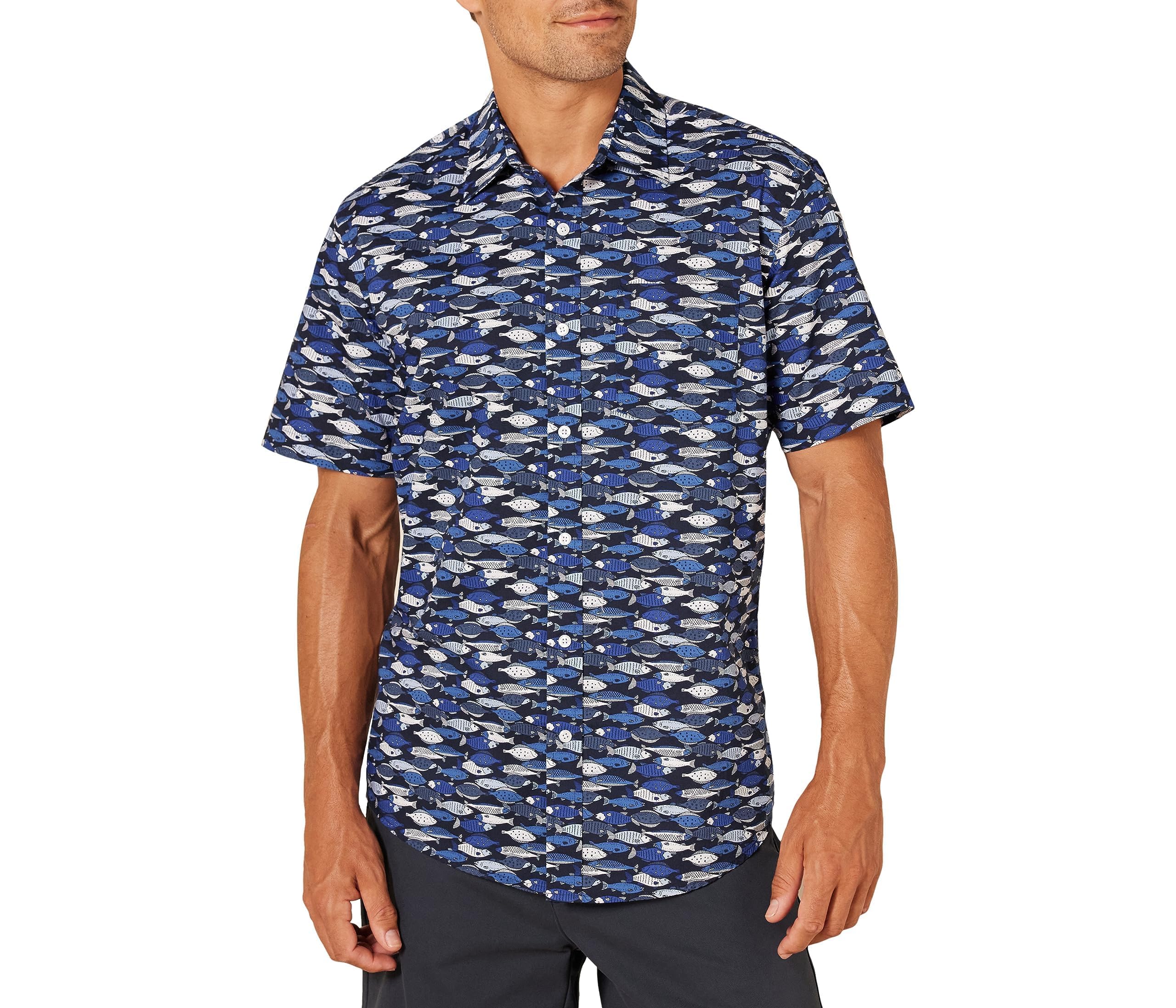Amazon Essentials Men's Regular-Fit Short-Sleeve Print Shirt