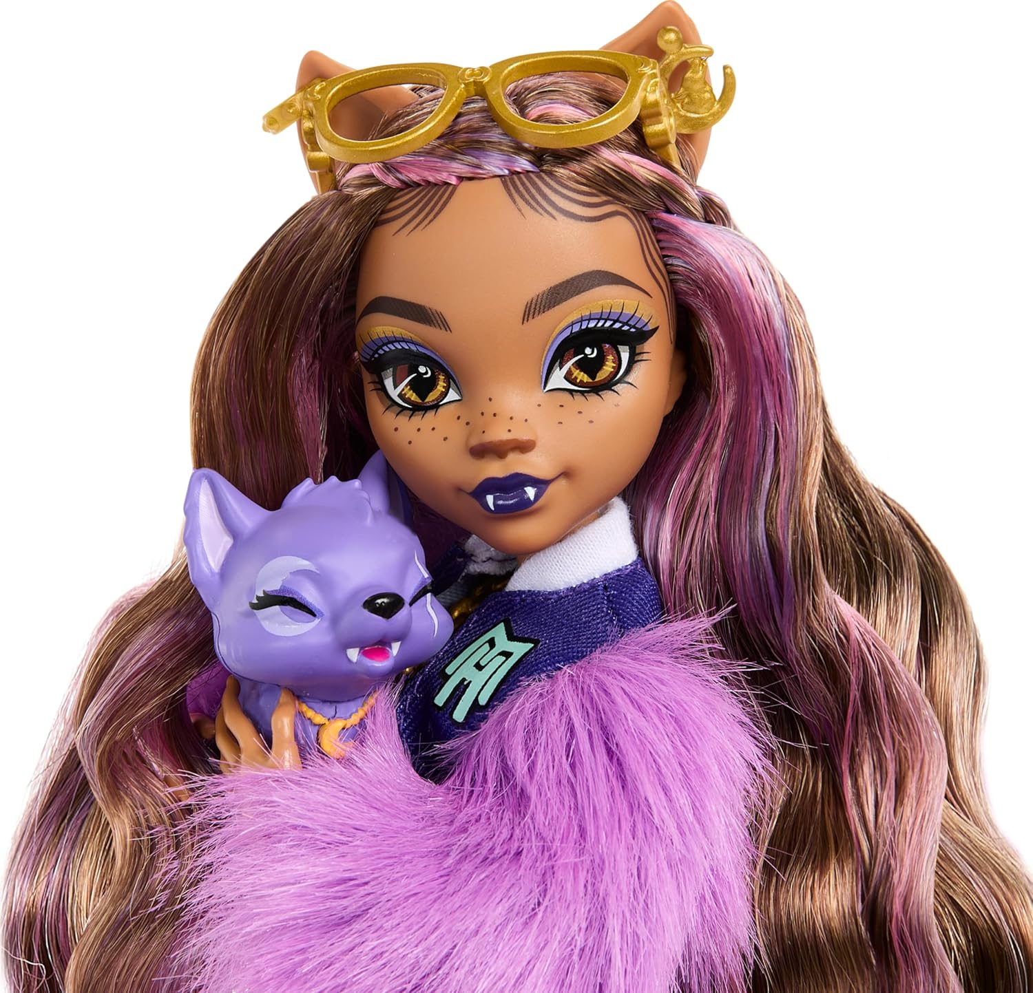 Bundle of Monster High Toy Car, Ghoul Mobile with Pet and Cooler Accessories, Purple Convertible + Monster High Clawdeen Wolf Doll with Pet Dog Crescent and Accessories