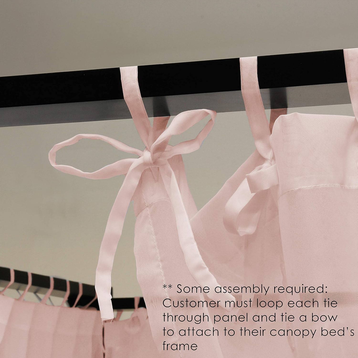 Royale Home Top Ties and Tie Backs, Ivory Sheer, Sizes by Royale Linens Bed Canopy Set, Regular : Home & Kitchen