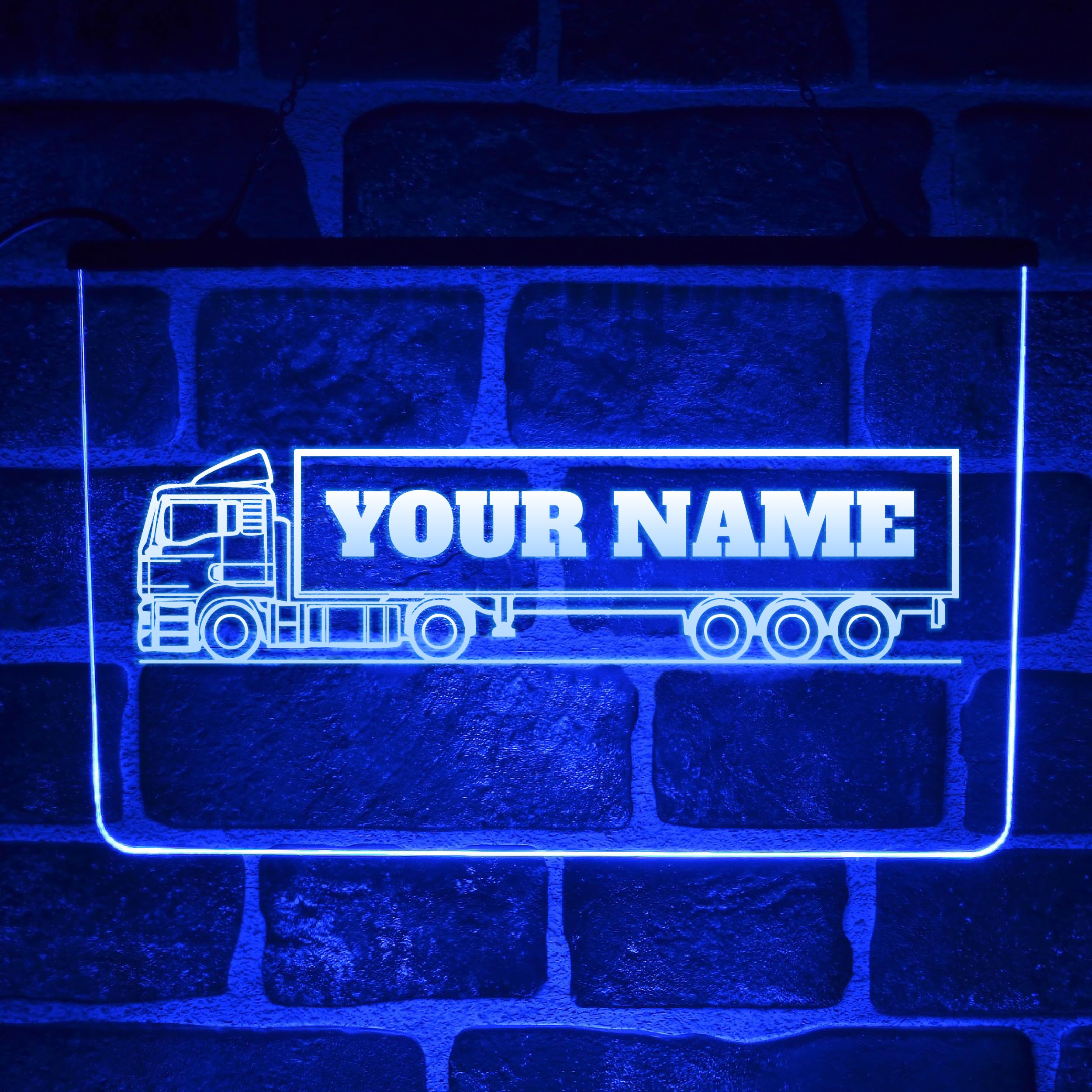 Personalised Trucker Cabin Neon Light Up LED Sign – Custom Name Plaque for White Van, Scania Truck or Lorry Dash – Unique Gift Ideas (Red)