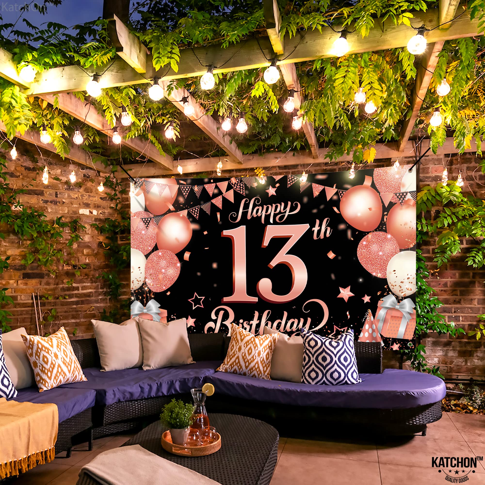 13th Birthday Rose Gold Foil Wall Banner | Shiny Party Decor For Teens - View #8