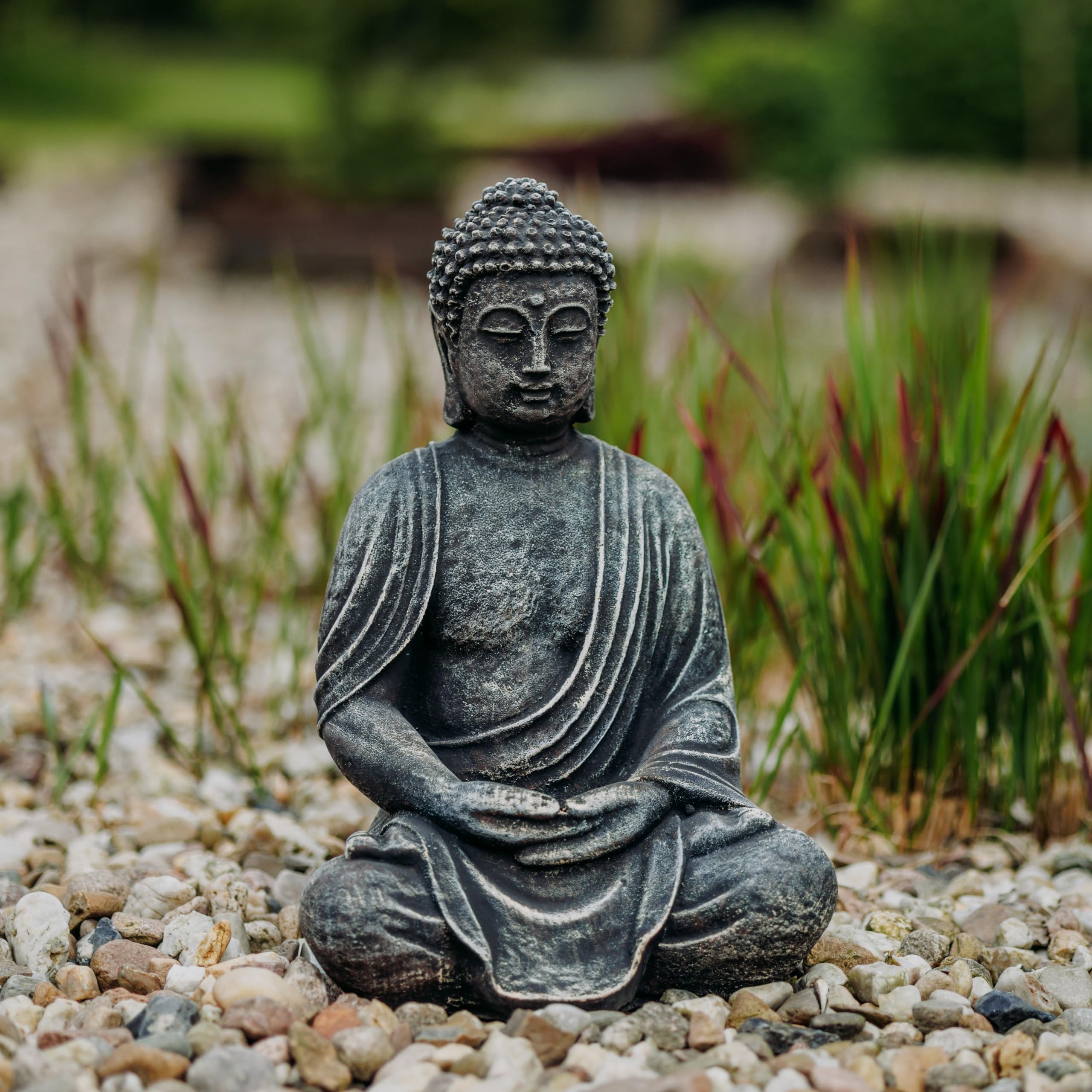 gartendekoparadies.de Figure de Pierre Massive Bouddha en Pierre reconstituée, résistant au Gel (Multicolore)