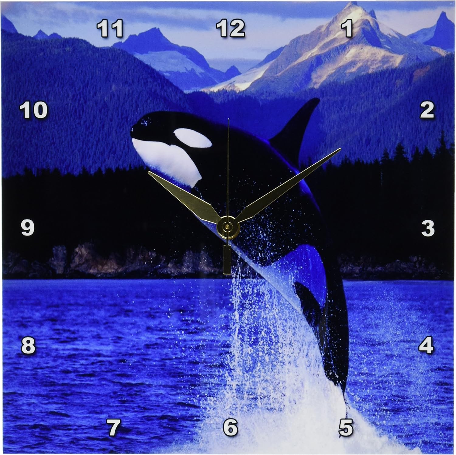 3dRose DPP_80247_1 Breeching Whale Off Alaska Coast Wall Clock, 10 by 10-Inch