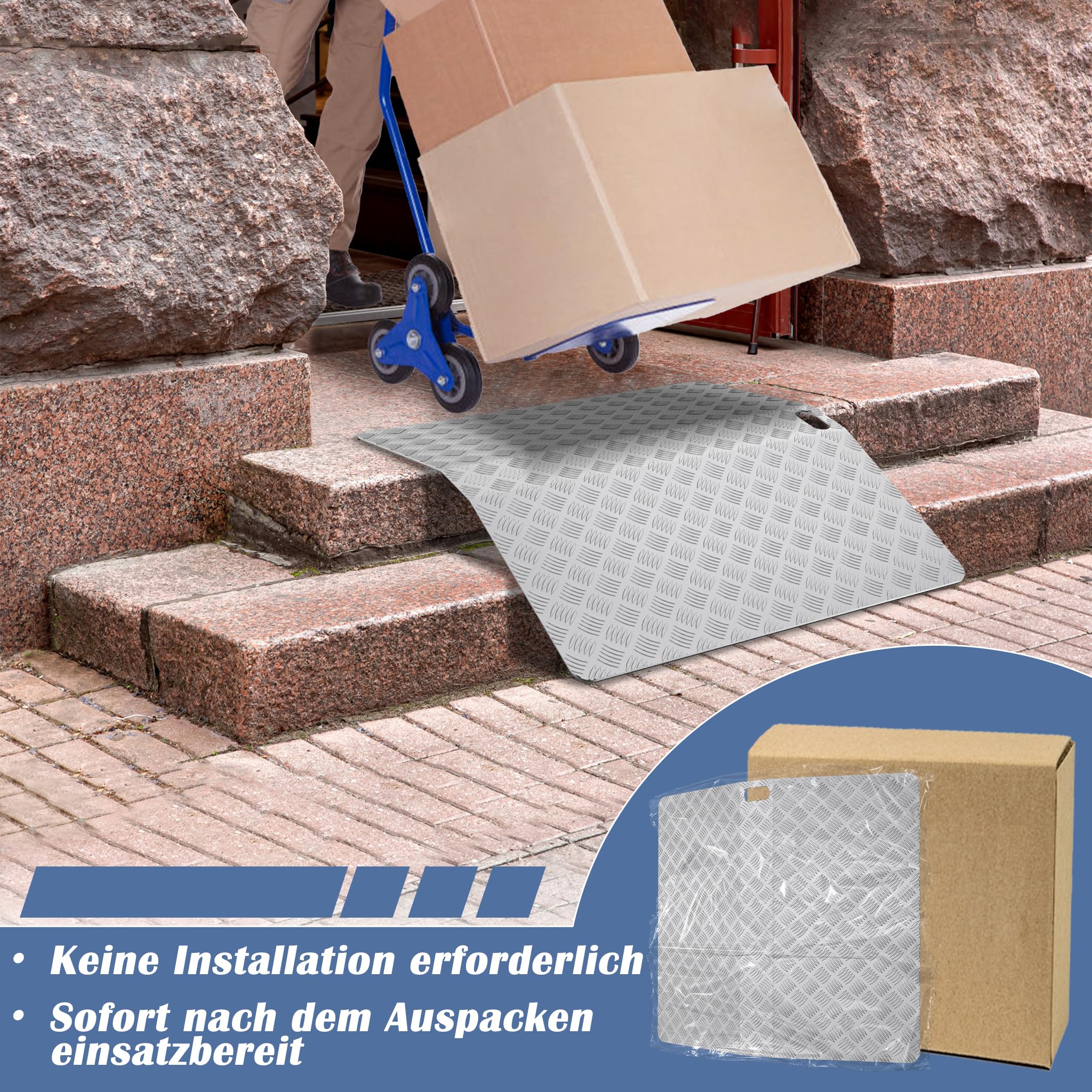 NAIZY Rampa de 100 cm para bordillos de aluminio con asa, portátil, antideslizante, 70 cm de ancho, rampa para silla de ruedas, máx. 270 kg