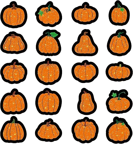 CY2SIDE 400 calcomanías de calabaza de otoño para niños, lindas calcomanías de calabazas con purpurina para estudiantes, recuerdos de fiesta,