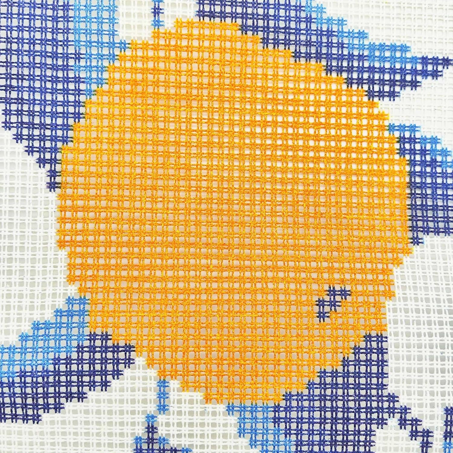 Howie's Needlepoint Needlepoint Kits for Adults, Pillow Front Cross Stitch Kit with Embroidery Pattern on Canvas, Yarn, 2 Needles and Instruction, 16 x 16inch(Tangerine)