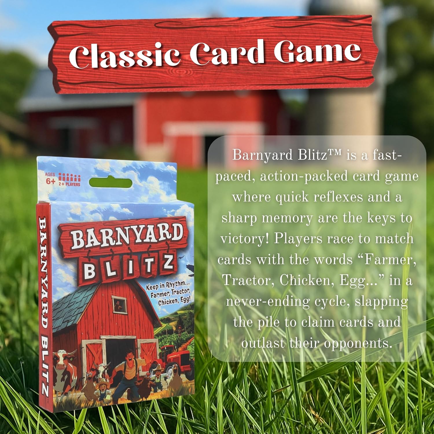 TDC Games Barnyard Blitz – Rhythm Slap Card Games for Kids & Families, Portable Travel Card Game, Fast Reflex & Reaction Time Game, Animal & Farm Card Games