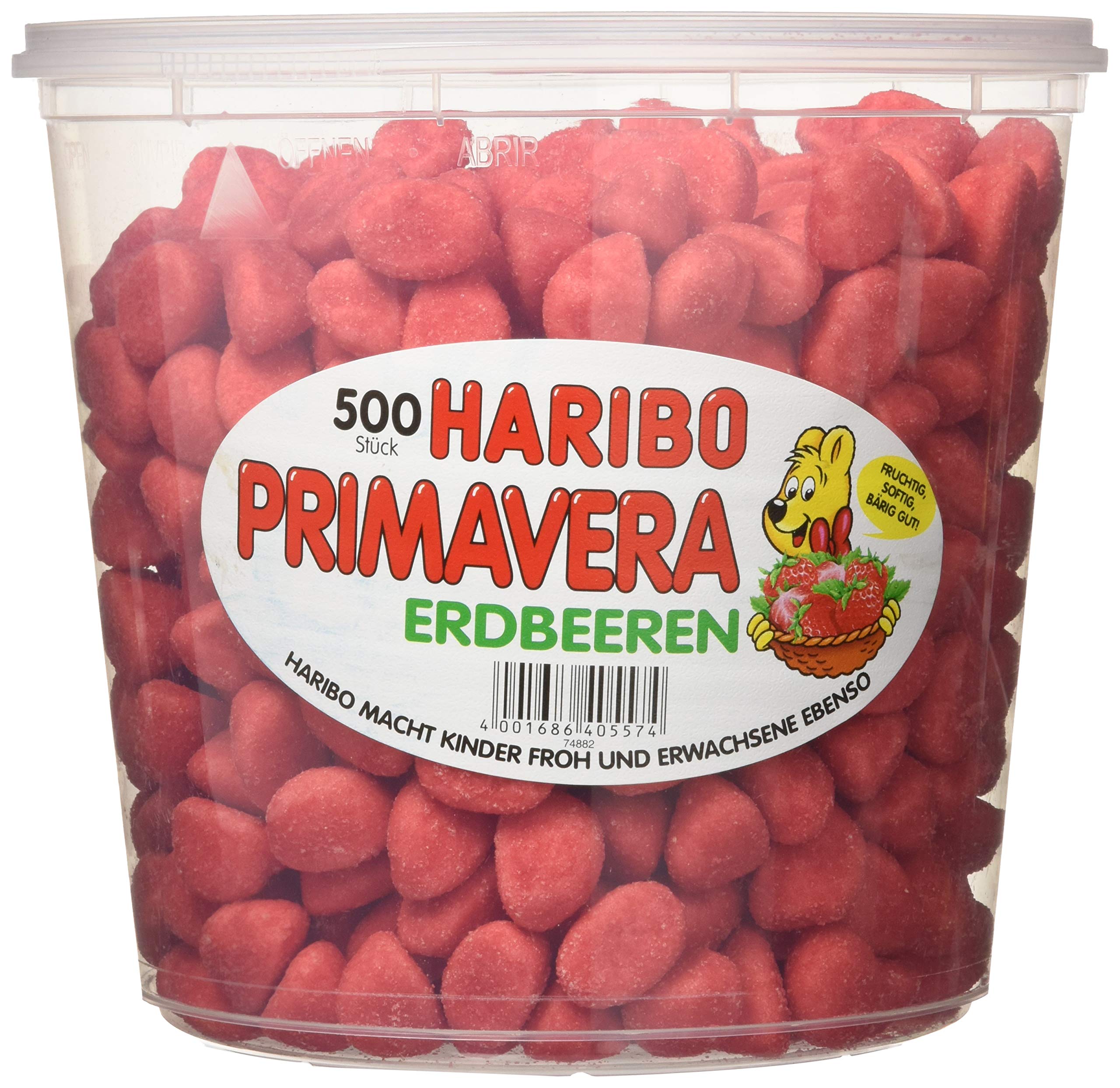 Haribo Erdbeeren Primavera 6 x 500 Stück in Rundddosen, je 1150g
