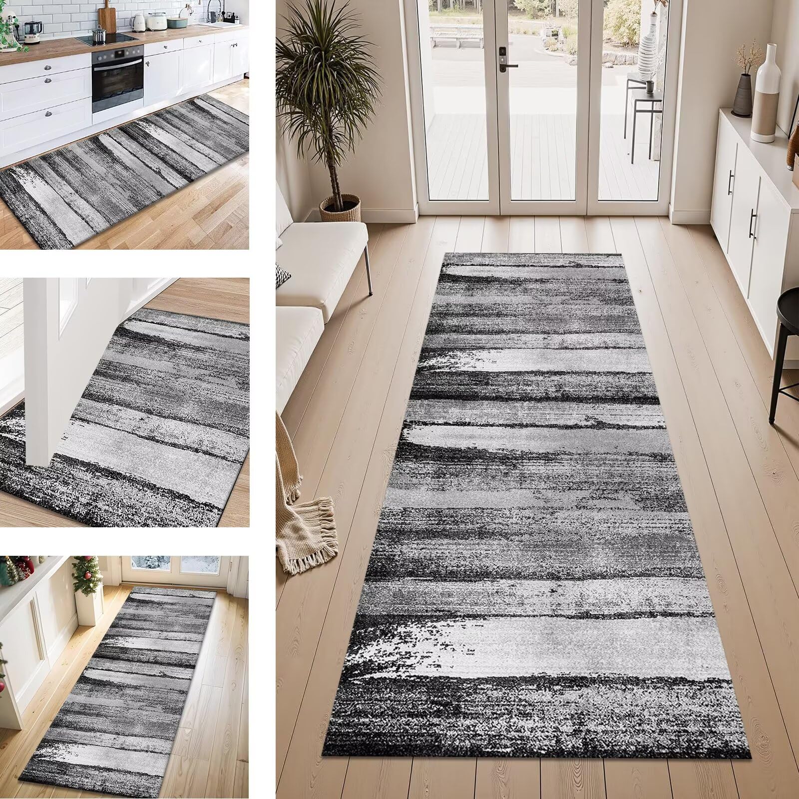 Tappeto passatoia cucina antiscivolo lavabile tappeti casa 60X120CM Tappeto Cucina passatoia moderno Grigio tappeto runner tappeto salotto per soggiorno camera da letto corridoio Entrata bagno