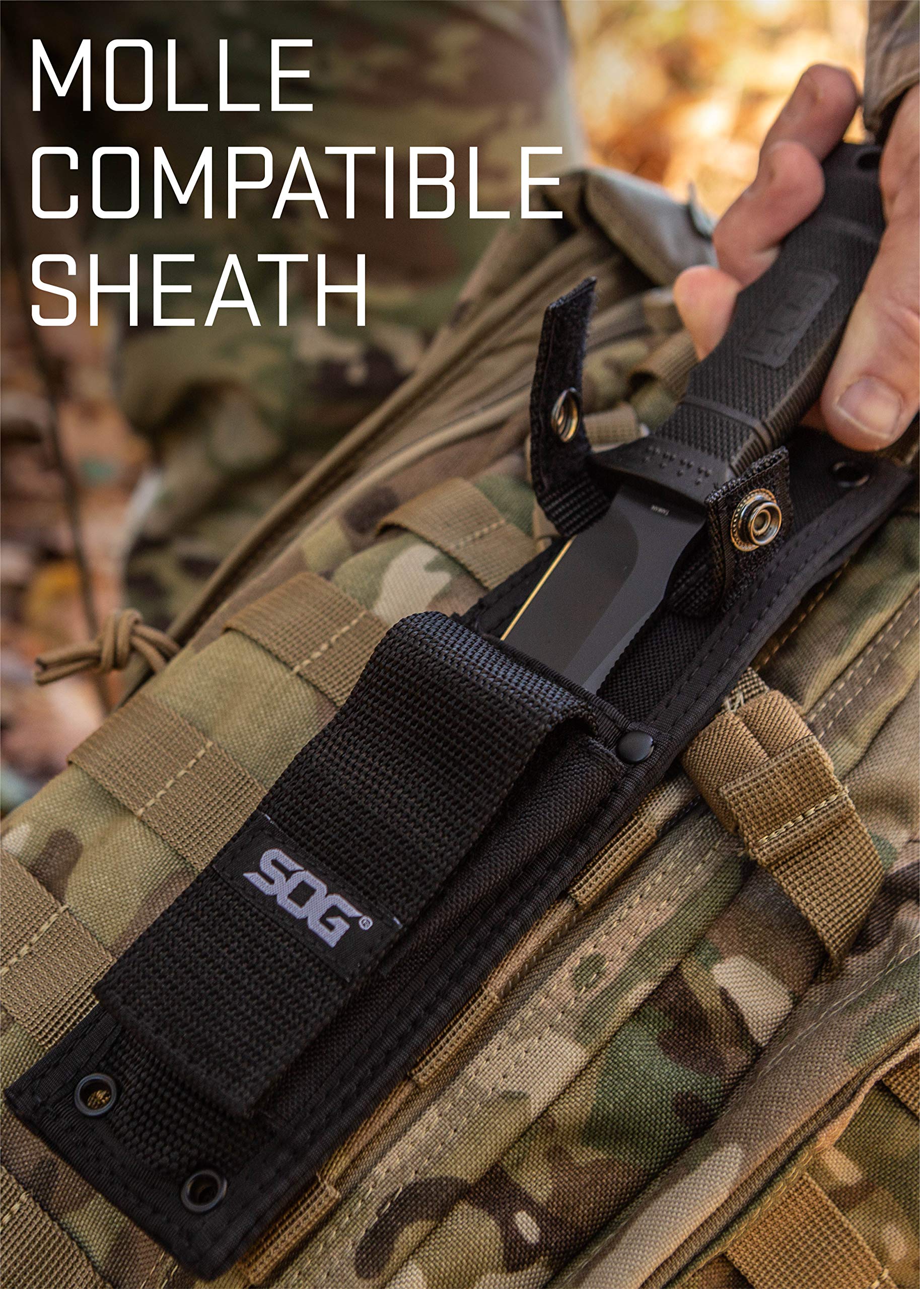 SOG Fixed Blade Knives with Sheath SEAL Pup Elite Survival Knife