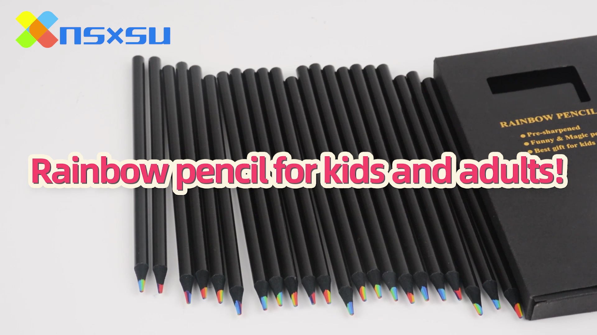 Nsxsu 48 Matite Arcobaleno 7 In 1 In Legno Nero – Multicolori Per Bambini E Adulti – Atossiche, Ideali Per Disegno E Scuola