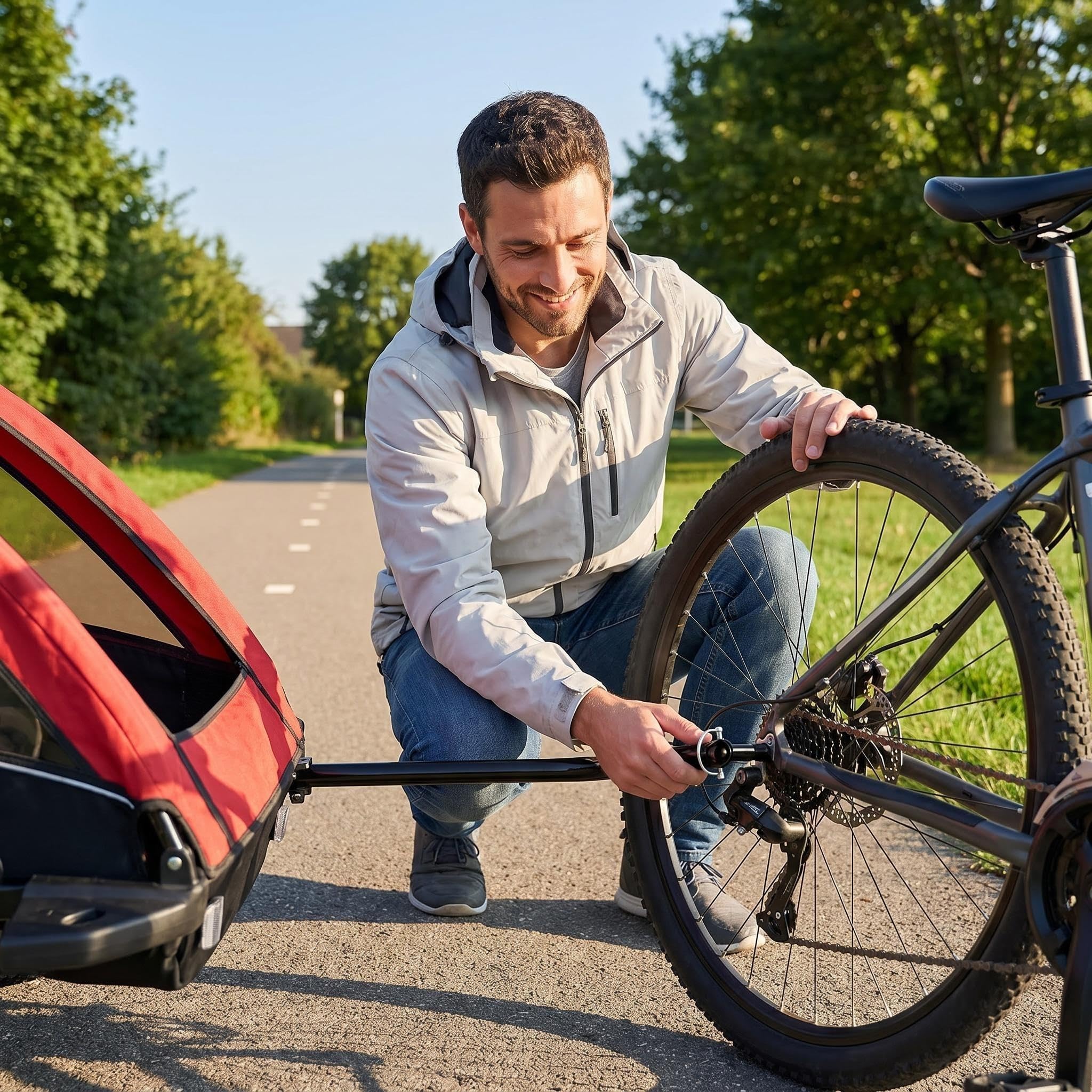 Attache Remorque Vélo avec Goupille de Sécurité, Fixation Acier Alliage pour Remorque Enfant Chien
