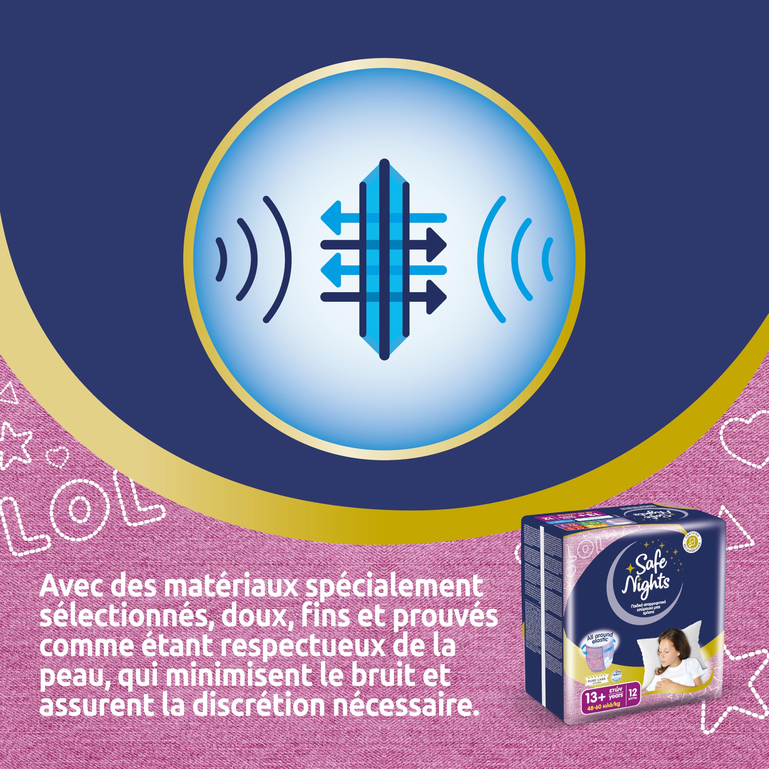 Babylino Safe Nights Girl, Culotte de Nuit Absorbante pour Fille 13+ ans (48-60 kg), 12 Culottes