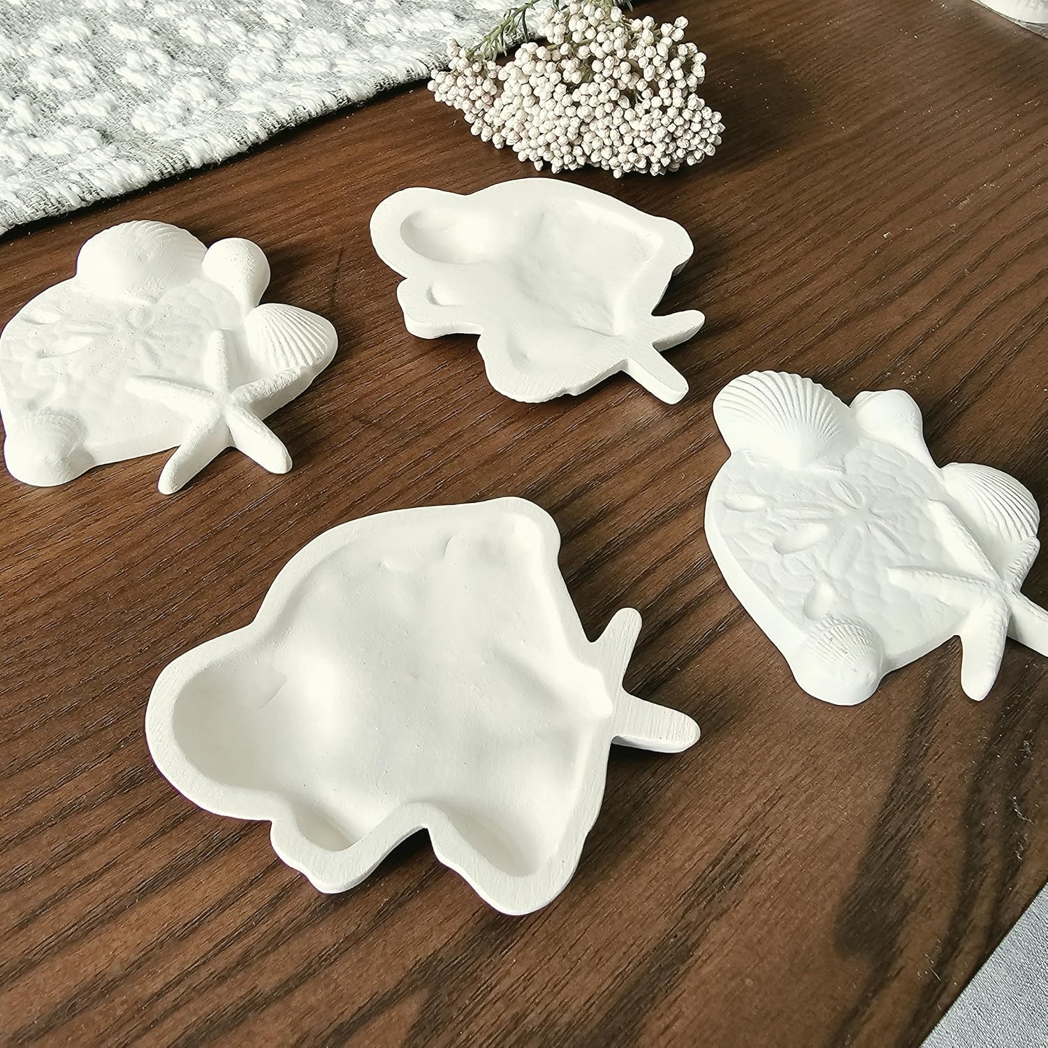 Four Seashell Clusters Add-ons 3" Ceramic Bisque Ready to Paint Pottery