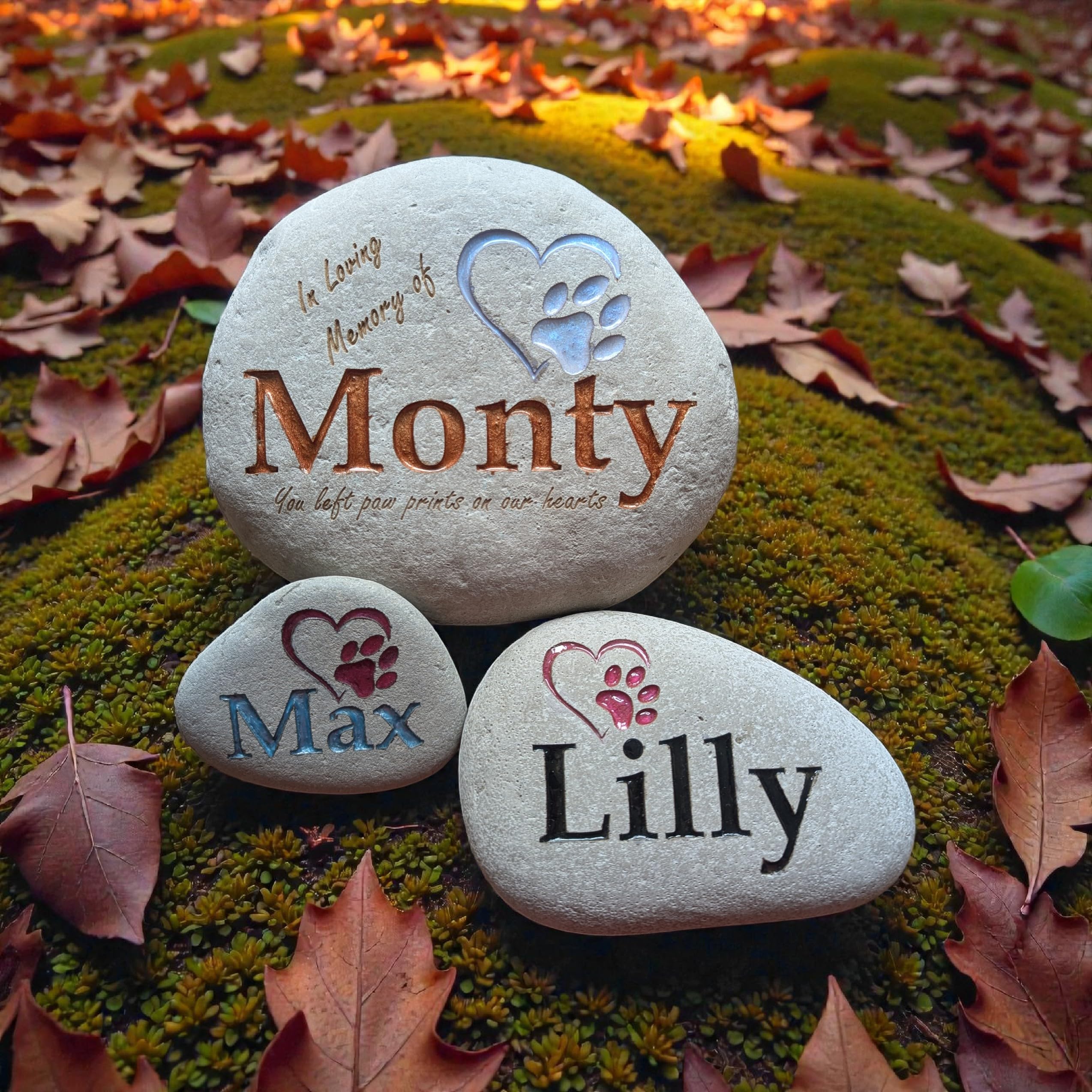 Personalised Memorial Stone, Custom Deep Laser Engraved Resin Colour infill, Gift Box, Memorial Gift, Grave Marker, XS, Small, Medium, Large, XL, 2XL Natural or Man Made (Moulded Pebble/Stone)