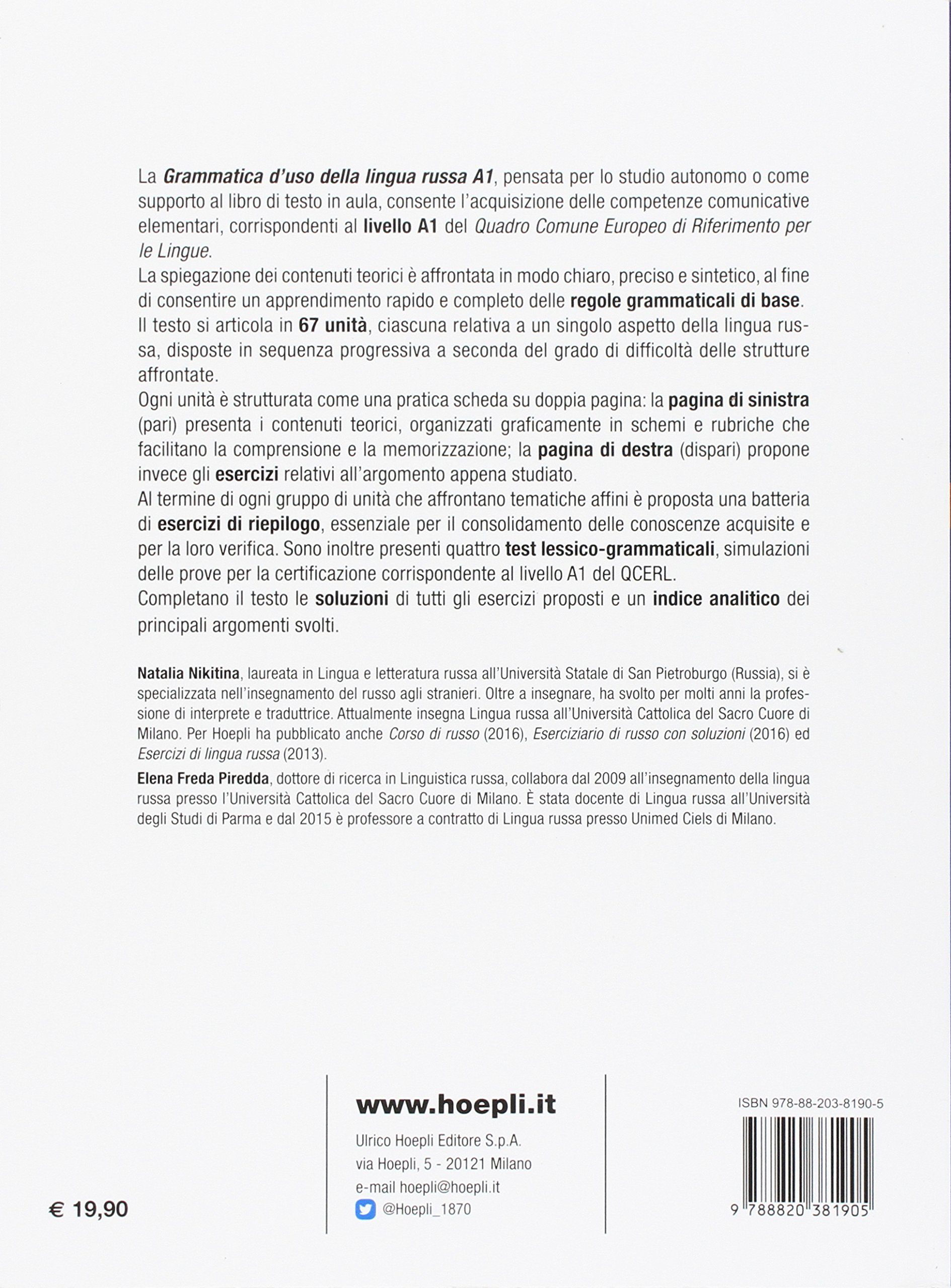 Grammatica d'uso della lingua russa. Teoria ed esercizi. Livello A1