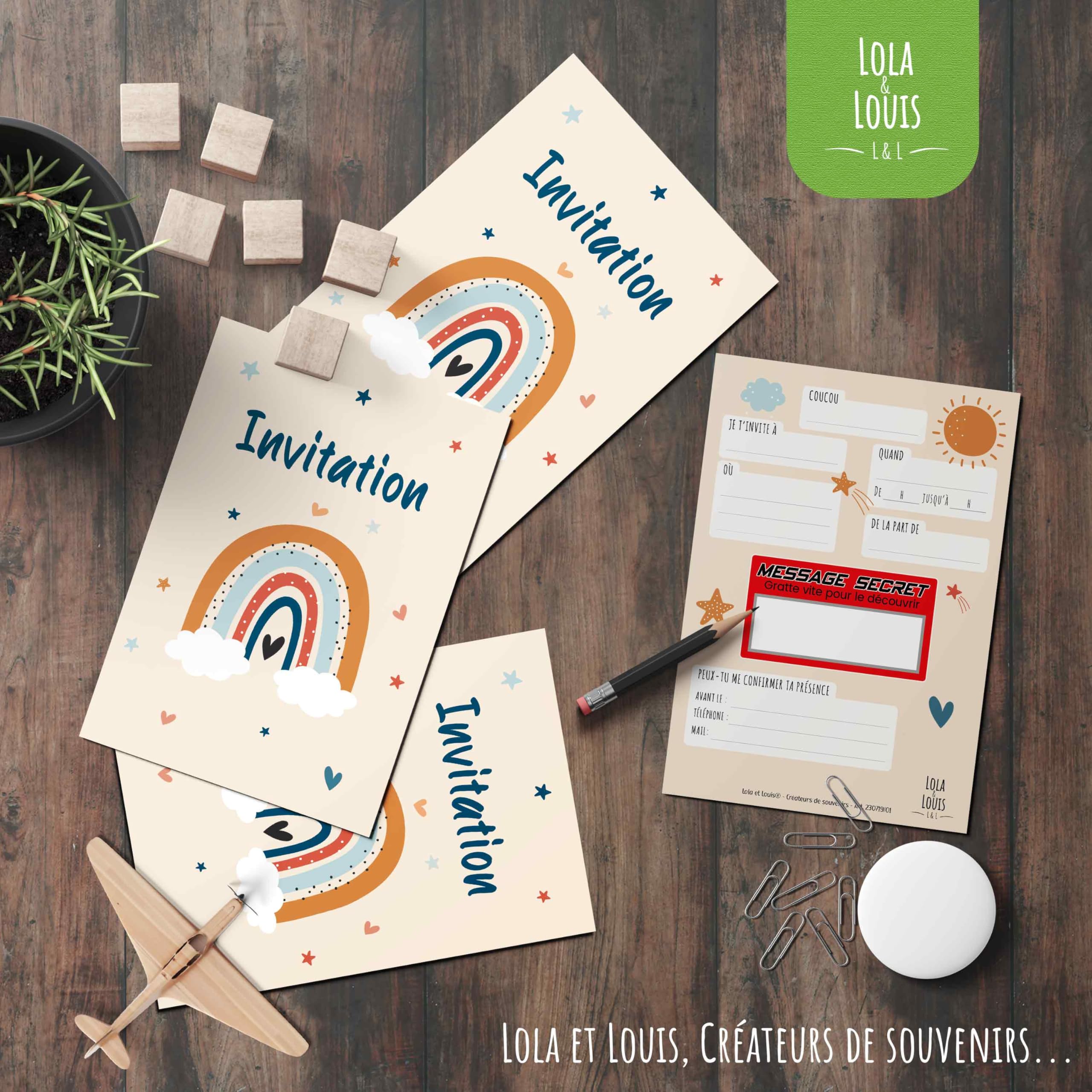 Lola Et Louis Kit Invitation Anniversaire Animaux Cheval 10 Invités - Enveloppes, Message Secret à Gratter, Stickers, Thème Fille Garçon
