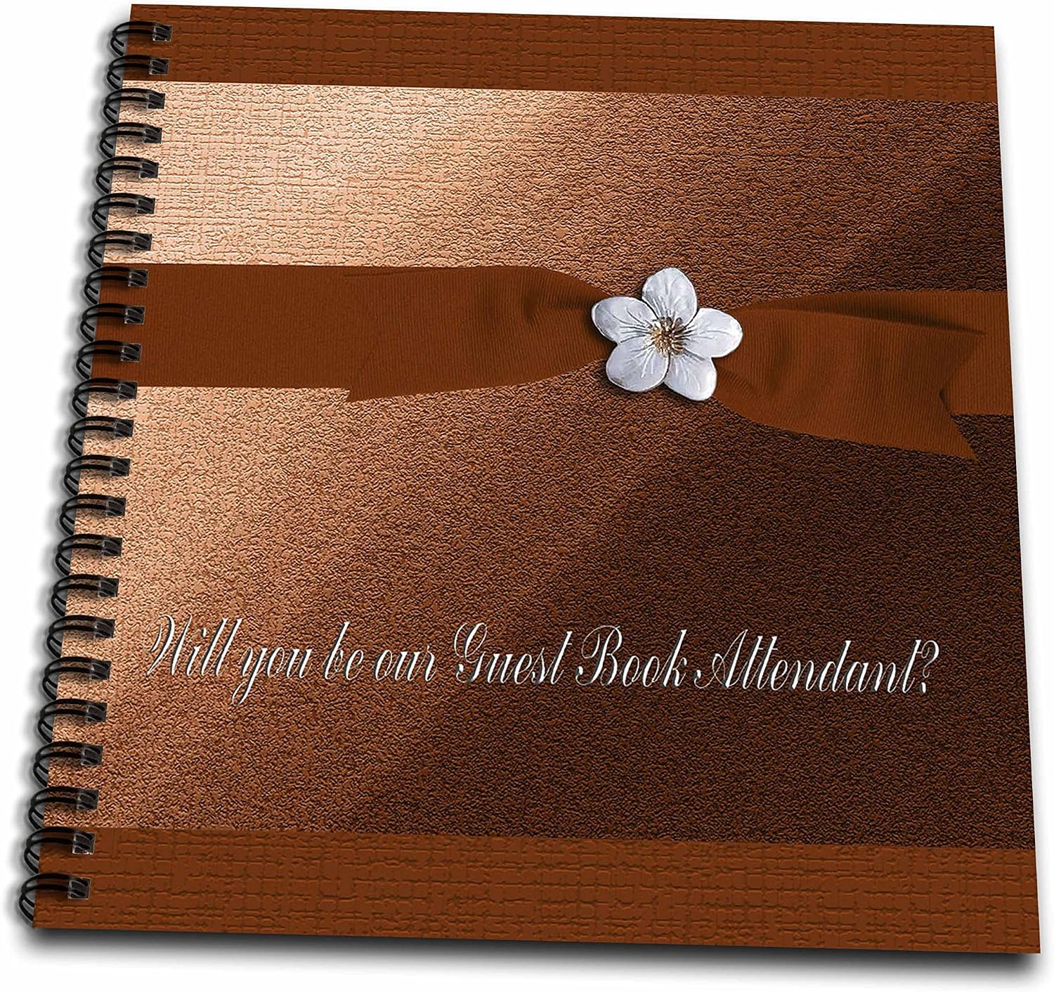 3dRose db_43431_2 Guest Book Attendant, Autumn Ribbon with Flower on Peach Memory Book, 12 by 12"
