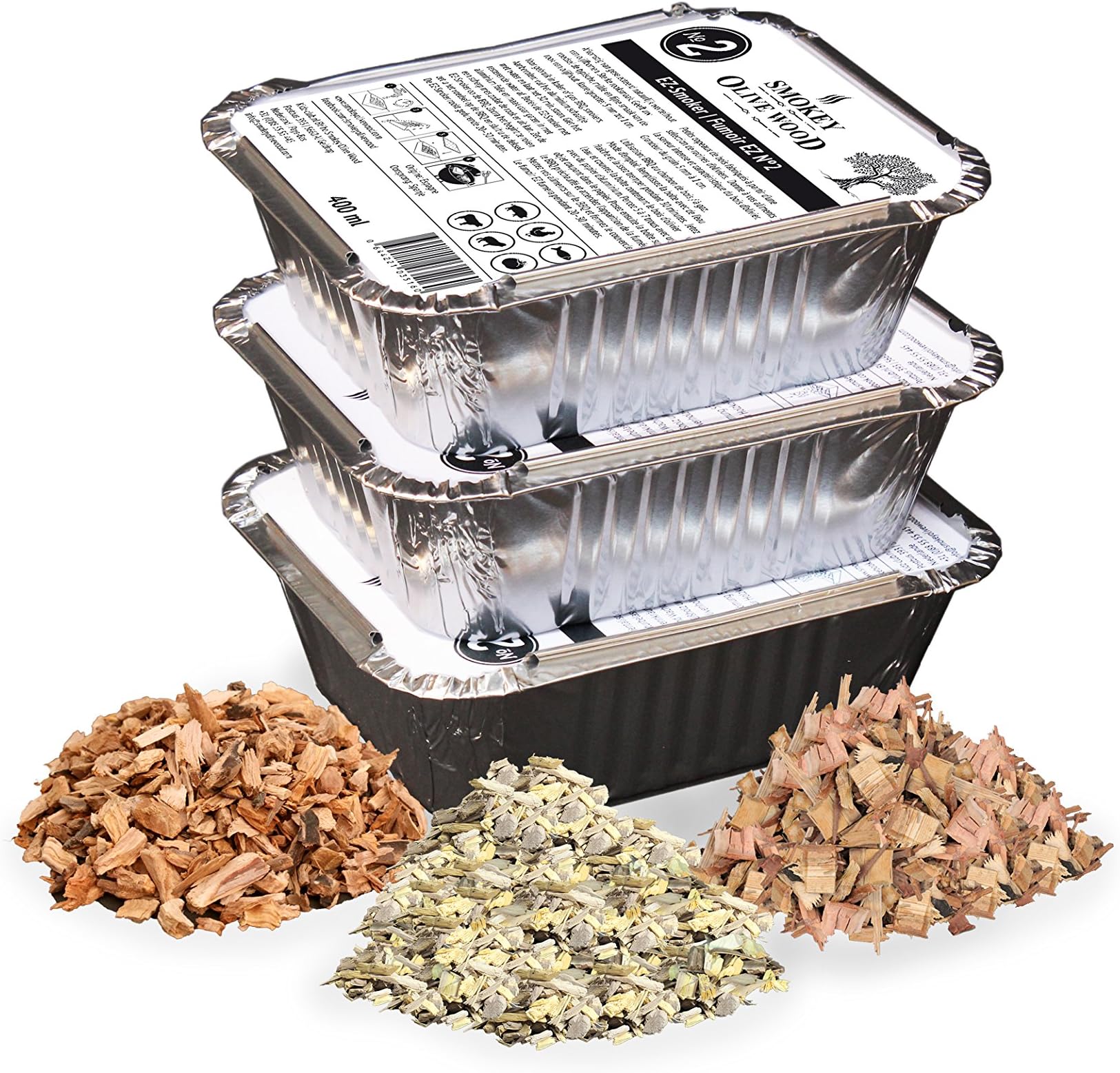 Smokey Olive Wood SOW-333 wood chips, Orange and Almond, Brown, Yellow, Grey, Red