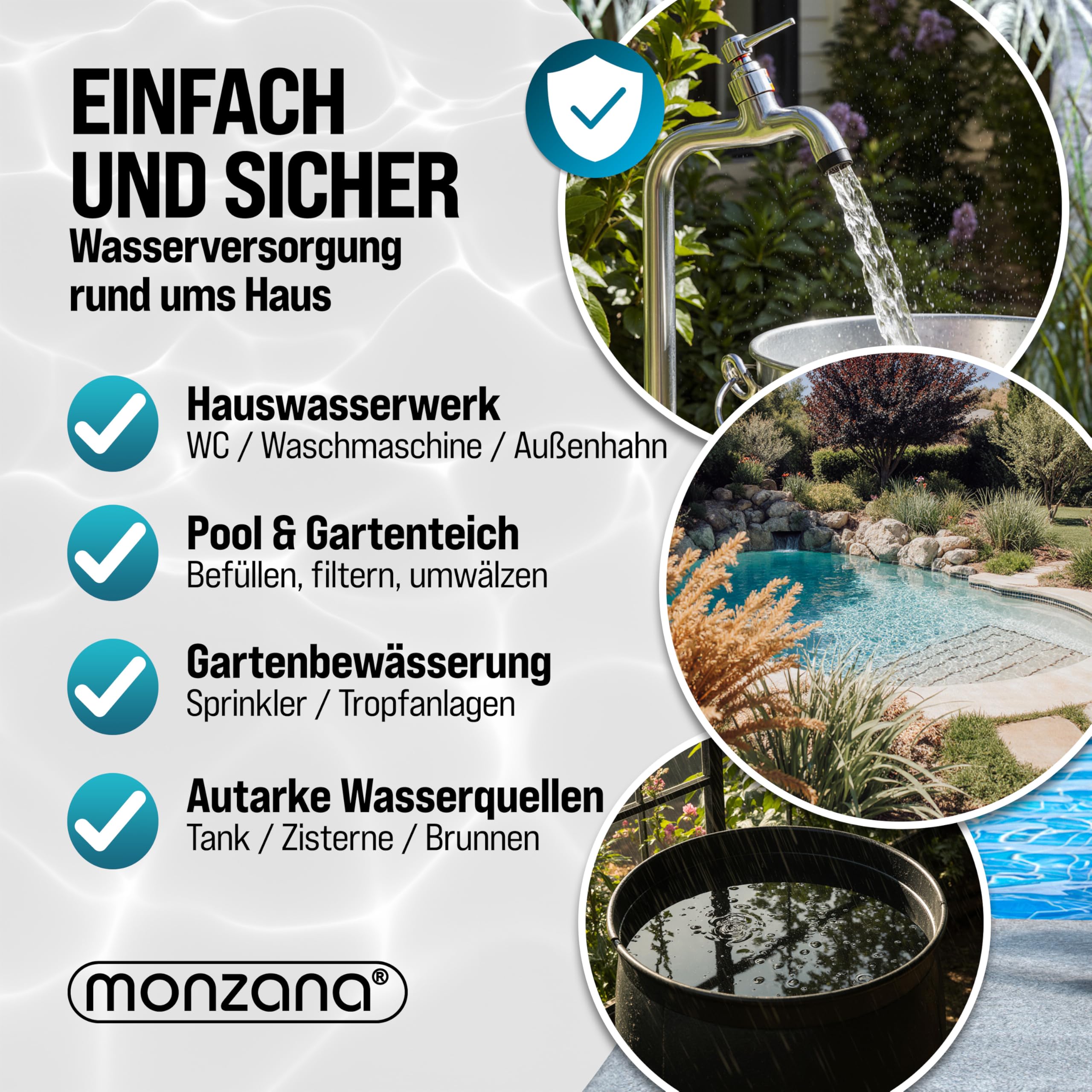 MONZANA® Pumpensteuerung Trockenlaufschutz 10 bar Druckschalter Hauswasserwerk Pumpendruckregler Pumpenschalter Druckwächter Baranzeige mit Kabel