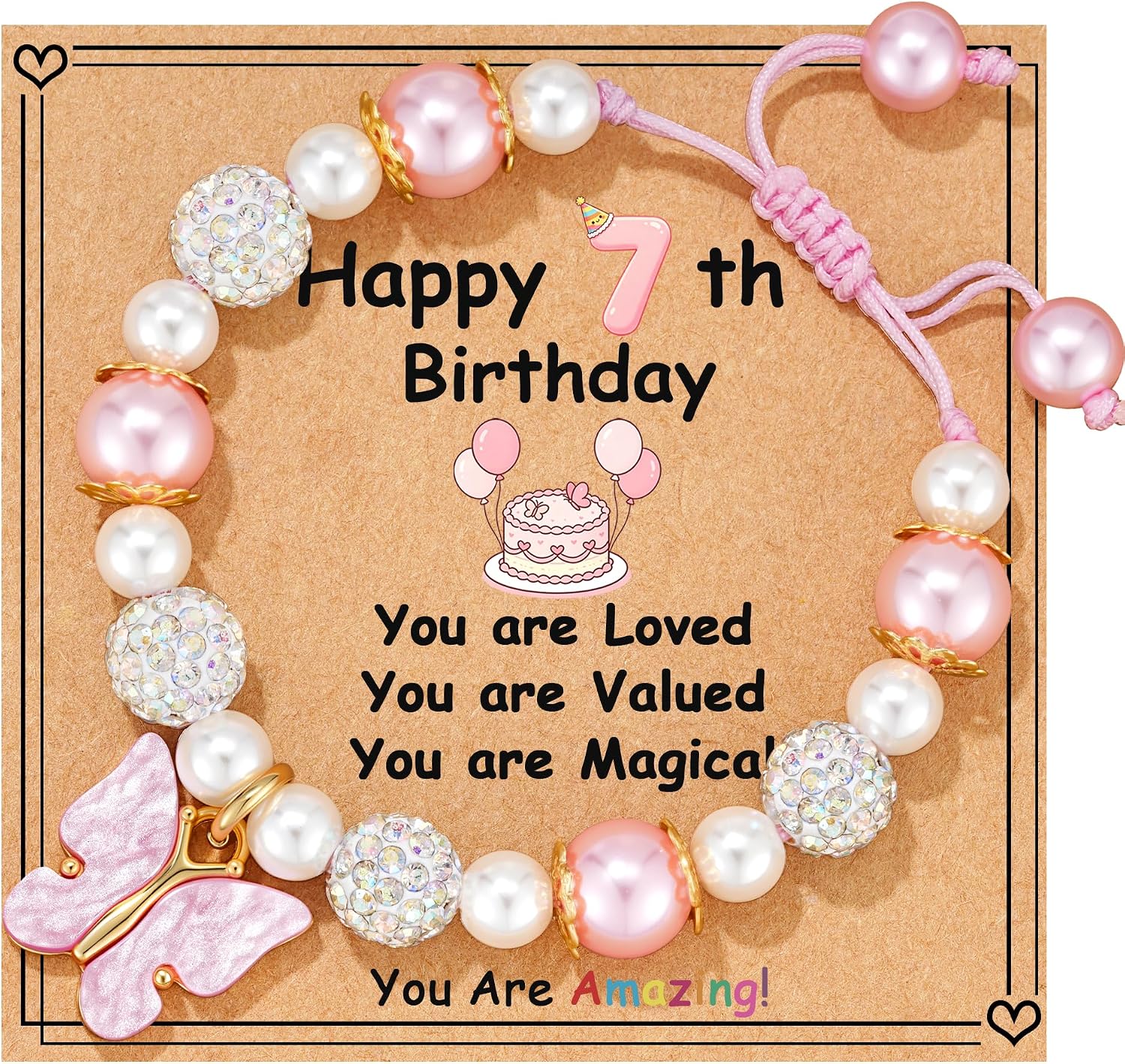 Avotto Happy Birthday Butterfly Bracelet Gifts for Kids Teen Girls Age 3-10