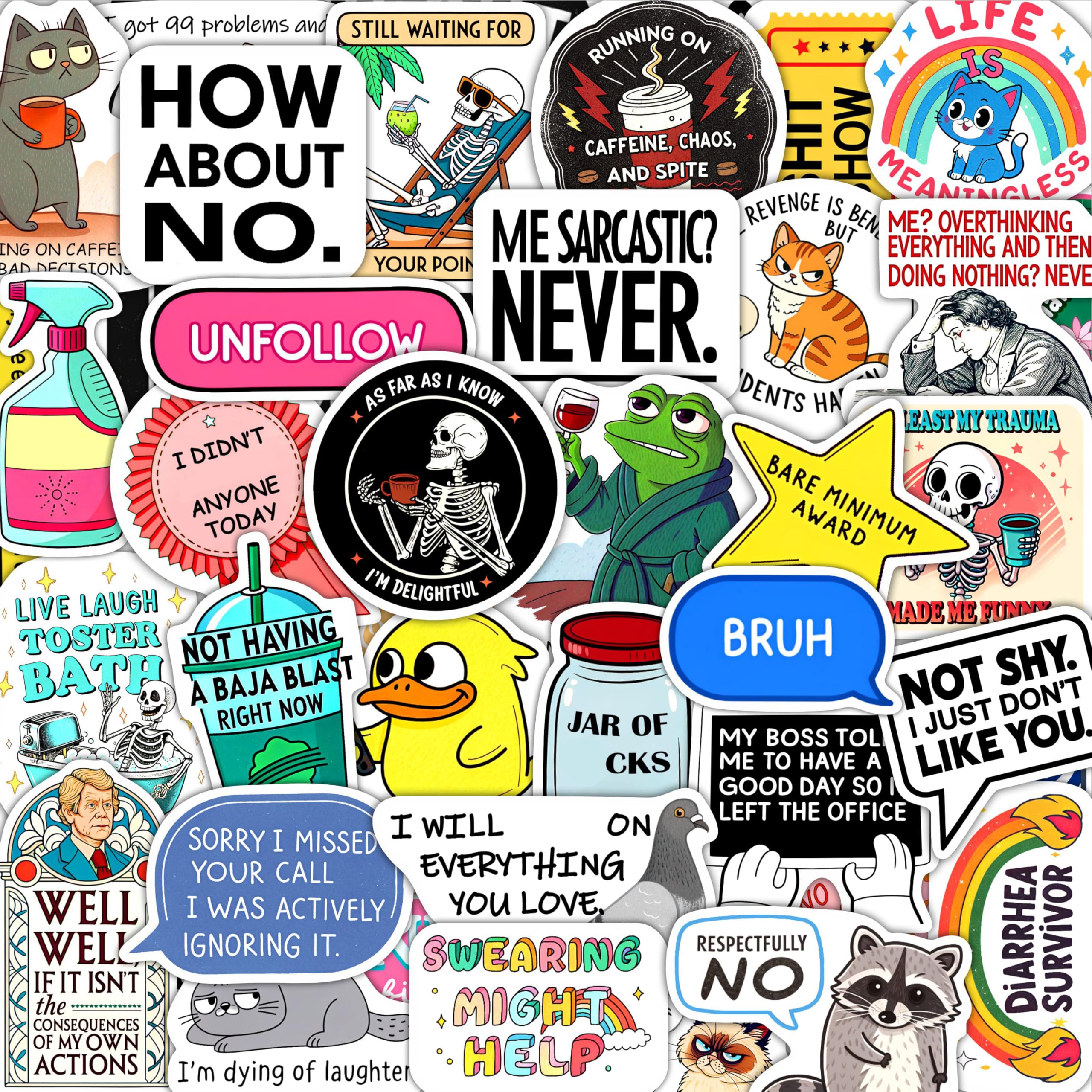100Pcs Sarcastic Stickers for Adults, for Water Botttle, Laptop - Funny Snarky Stickers, Sarcastic Decals - Gift for Women & Men — image 1