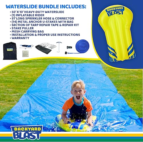 Miniatura 8 de Tobogán acuático gigante para adultos y niños  Deslizamiento grande resistente para niños, patio trasero, tobogán acuático al aire libre, incluye