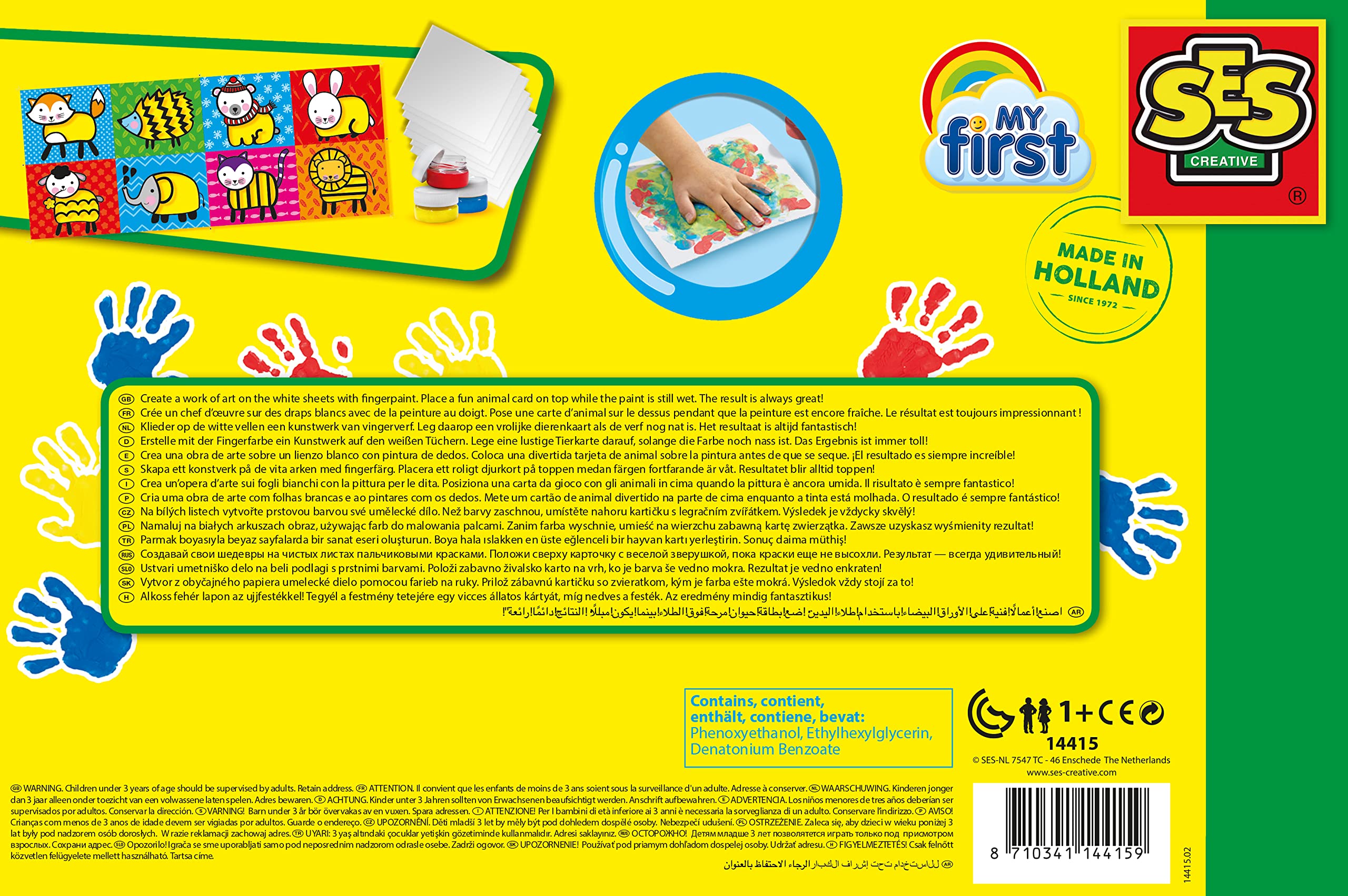 SES creative 14415 - Moje pierwsze karty farb do malowania palcami My First żółty, czerwony, niebieski