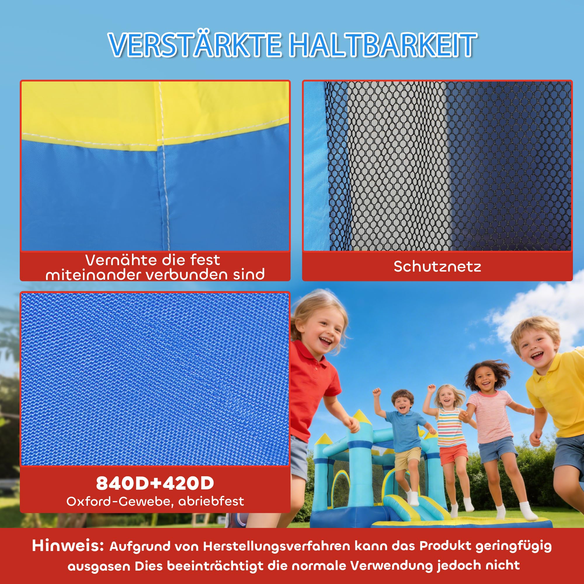 AIYAPLAY Hüpfburg mit Gebläse Aufblasbar Spielcenter mit Rutsche Trampolin Planschbecken/Bällebad Basketballkorb Wasserpistole Bouncy Castle für 3-8 Jahre Kinder für Indoor & Outdoor 364x173x182 cm
