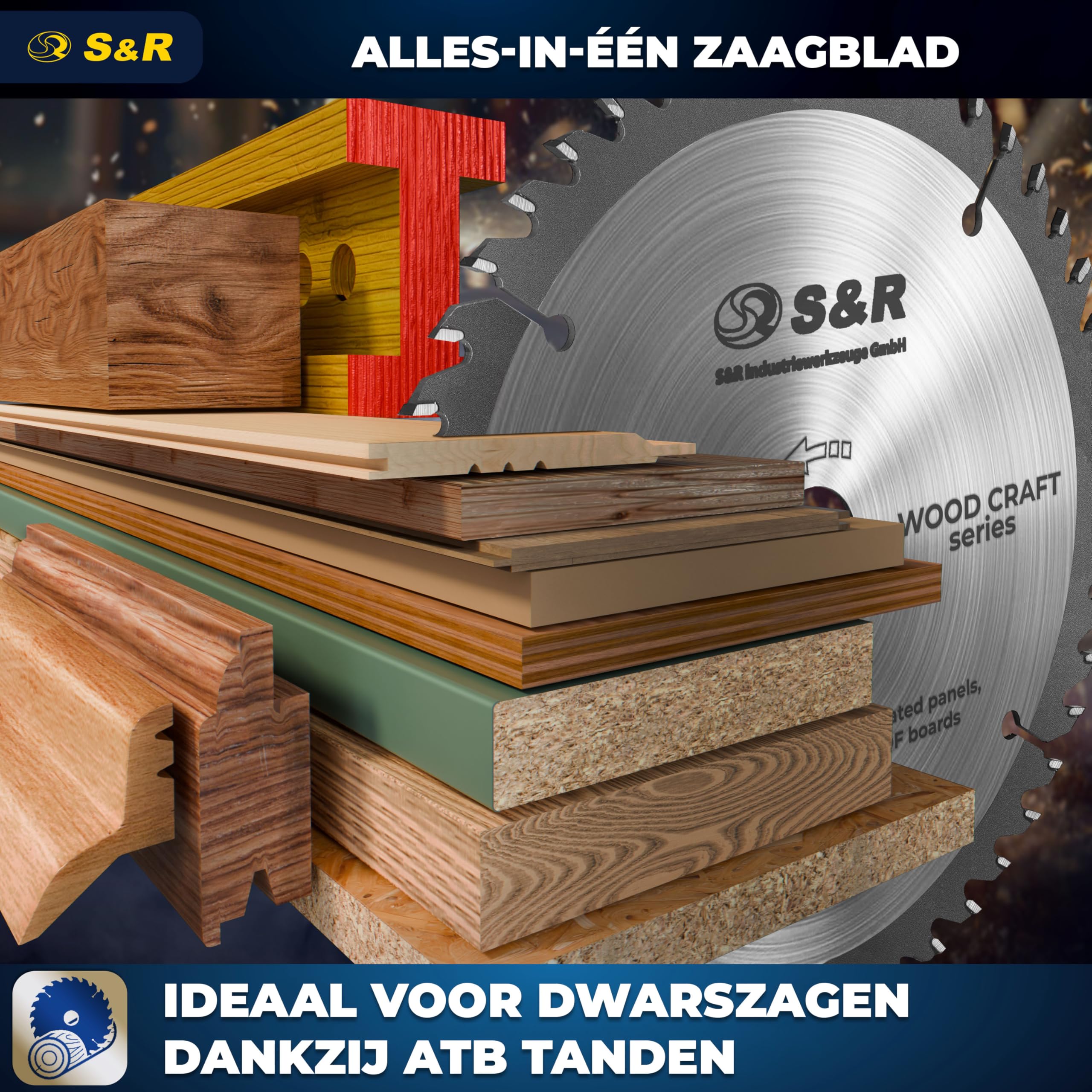 S&R TCT Hardmetaal Cirkelzaagblad 190x30mm – 48 Tanden Zaagblad voor Houtbewerking | Voor Afkortzaag, Verstekzaag & Tafelzaag | Industriële Kwaliteit | Voor Hardhout, MDF, Spaanplaat, Houten Panelen
