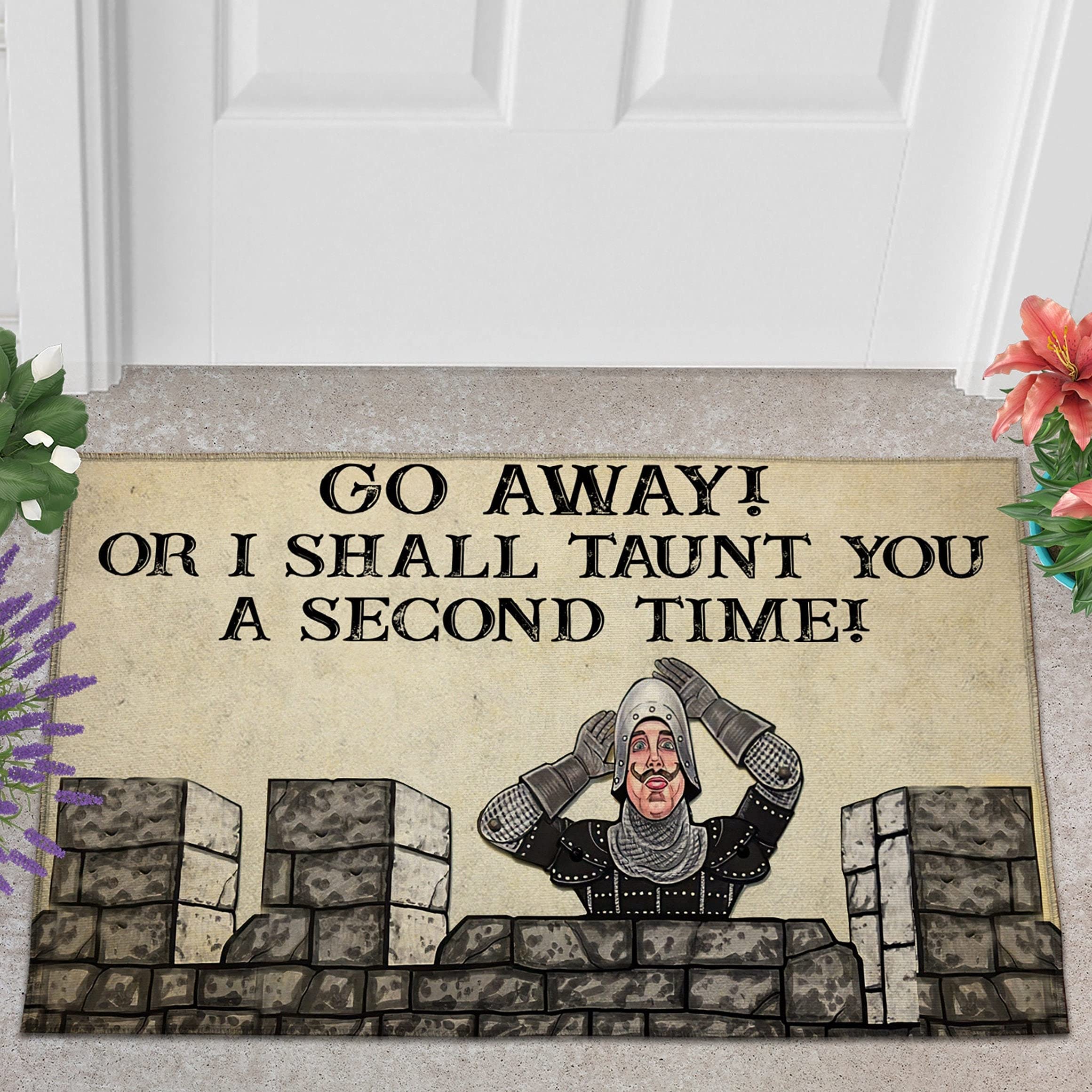 Bioonce Agriism Go Away Or I Shall Taunt You A Second Time Doormat Monty Python and The Holy Grail Doormat French Taunter Doormat 16x24 Inch