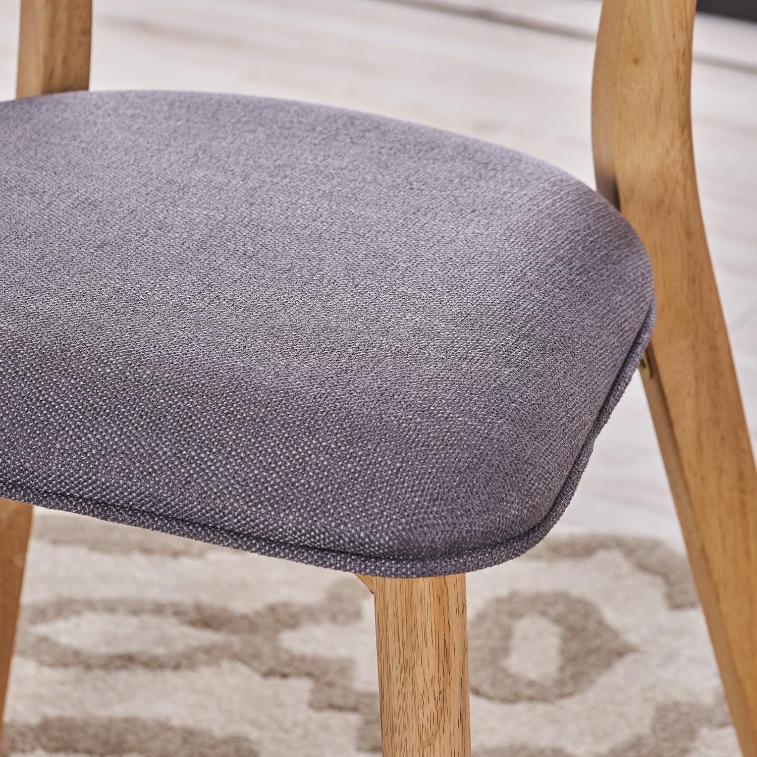 Christopher Knight Home Chazz Mid-Century Fabric Dining Chairs with Natural Oak Finished Frame, 2-Pcs Set, Dark Grey / Natural Oak Finish