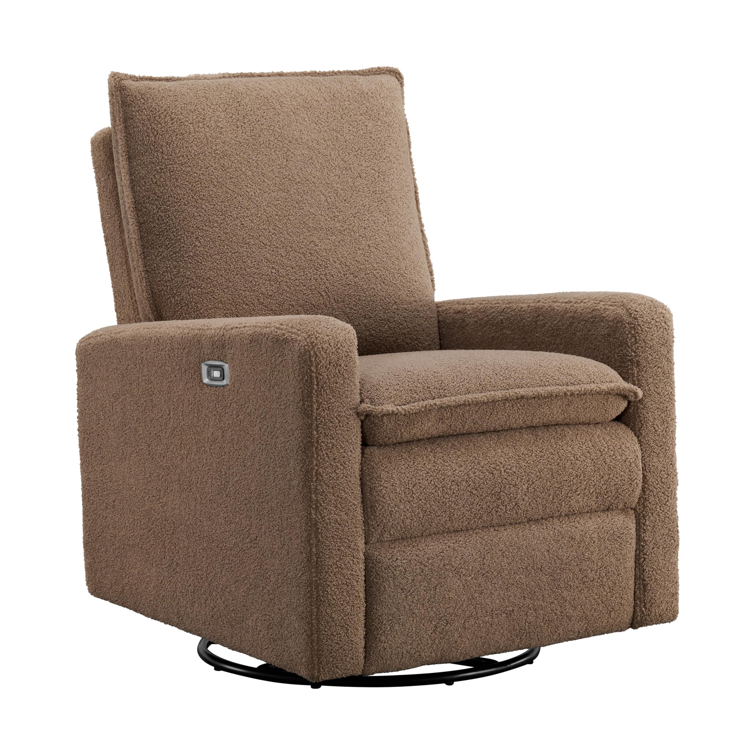Oxford Baby Uptown Power Glider Recliner Rocking Chair 270° Swivel for Nursery and Living Room -Teddy Brown, Green Guard Gold Certified