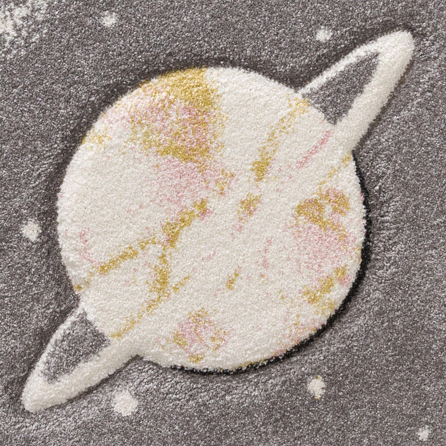 TT Home Kinder-Teppich, Spiel-Teppich Mit Planeten Und Sternen, Für Kinderzimmer In Grau, Größe:140x200 cm