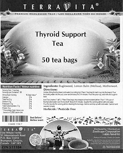 Miniatura 2 de Té de apoyo para la tiroides - Bugleweed, Motherwort y bálsamo de limón (50 bolsitas de té, ZIN 511184)
