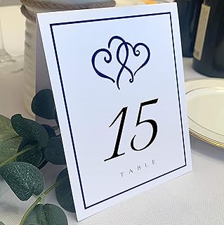 Linked Hearts and Border Wedding Table Numbers (Select Color/Quantity), ...