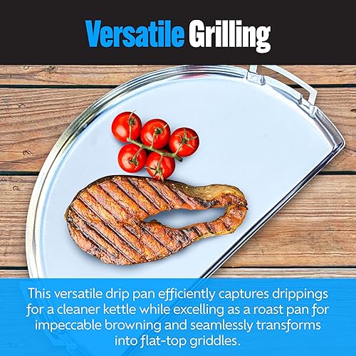 Miniatura 50 de SnS Grills Drip 'N Roast Pan de 22 pulgadas, bandeja de goteo todo en uno, sartén para asar y hornear al aire libre y uso en horno interior, acero