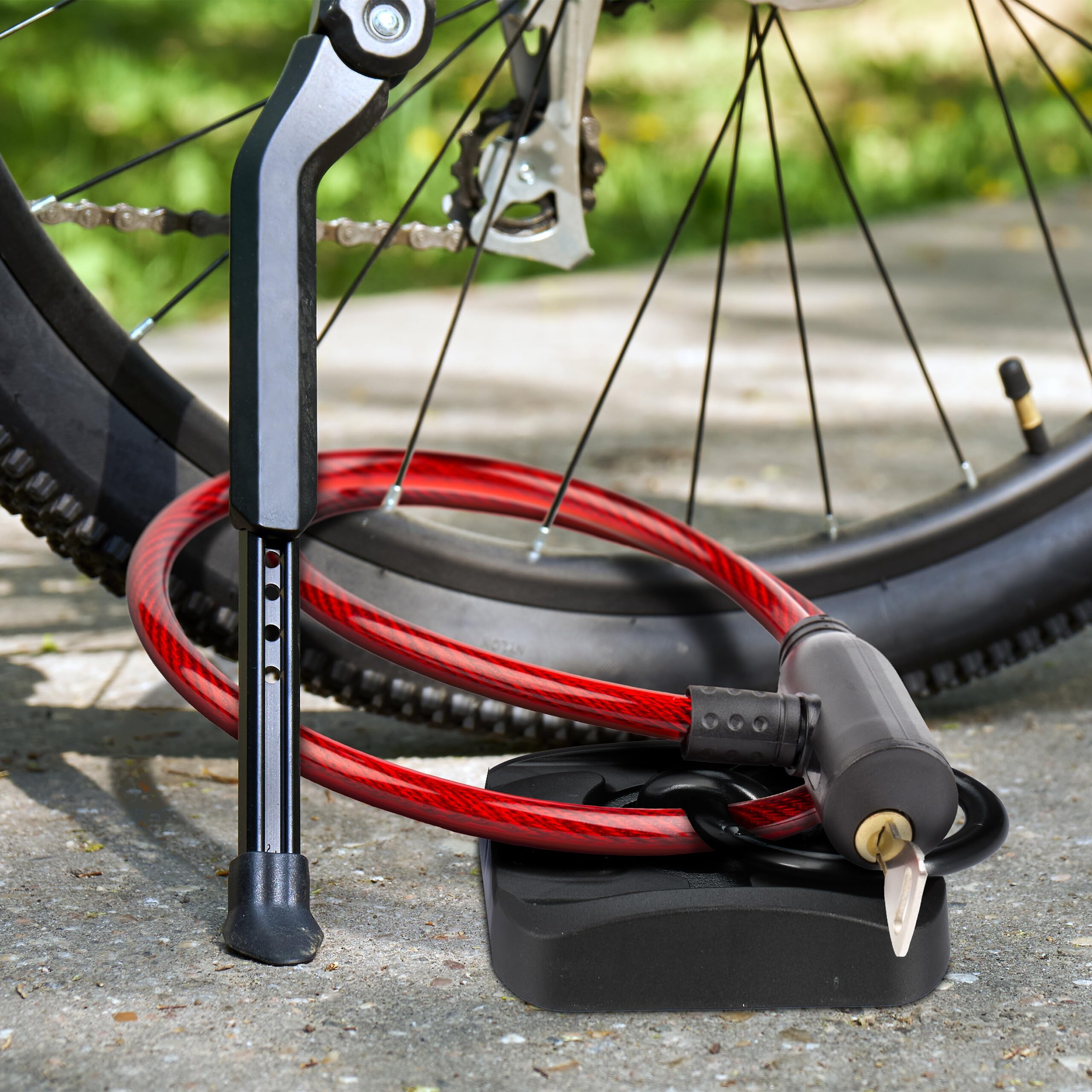 Relaxdays Ancrage Mural et au Sol antivol vélo et Moto en Acier, 14 mm Noir, 12 x 13,5 x 12,5 cm