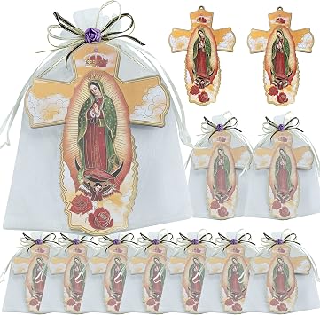 WE 12-Pack Our Lady of Guadalupe Memorial Wall Cross Favors - Purple