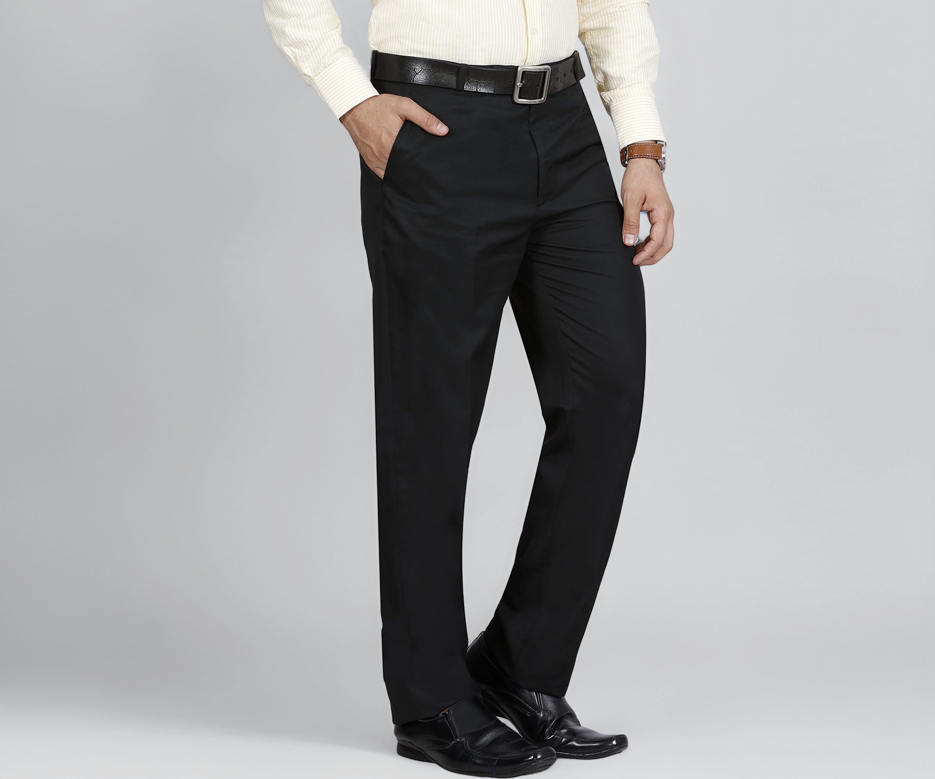 Men's Classic Solid Formal Comfort/Regular Fit Stretchable Wrinkle Free Trousers