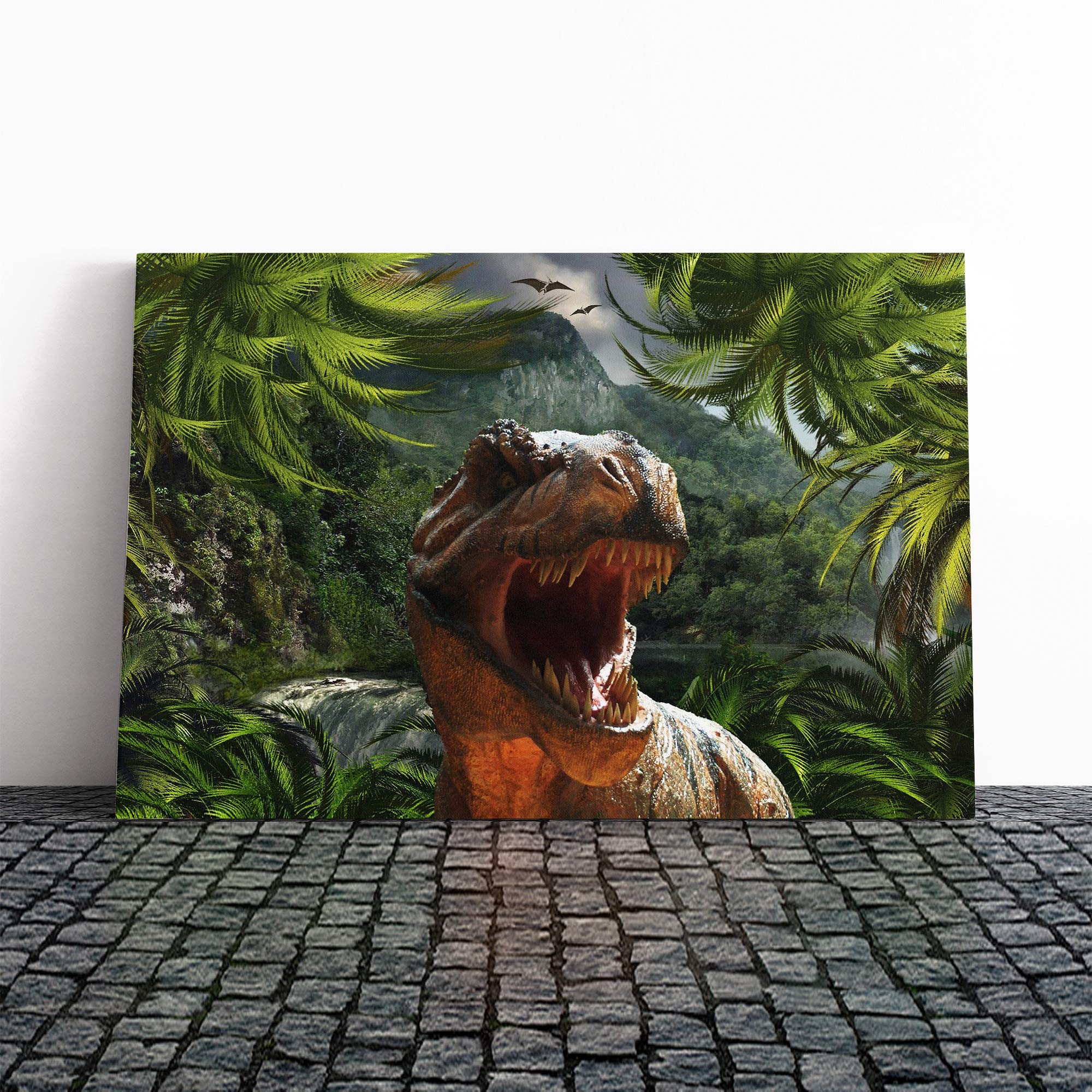Tyrannosaurus Rex Dinosaur Canvas Print | Gallery Wrapped 30mm Frame Wall Art | 24x16 inches | Ready to Hang | Modern Picture | Living Room Bedroom Lounge Office