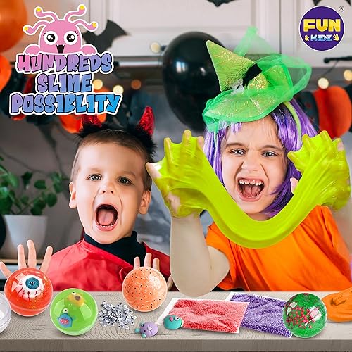 Miniatura 5 de FunKidz - Kit de slime de monstruo de juguete para niñas de 6 a 12 años, juego de fabricación de limo que brilla en la oscuridad para niños, hace