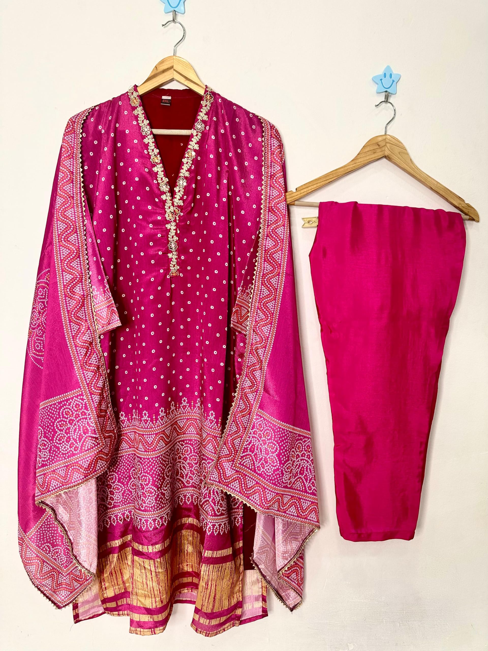 RangMahal Indyjskie damskie spodnie Chinon z jedwabnej tkaniny Kurta i Dupatta Set Heavy Work