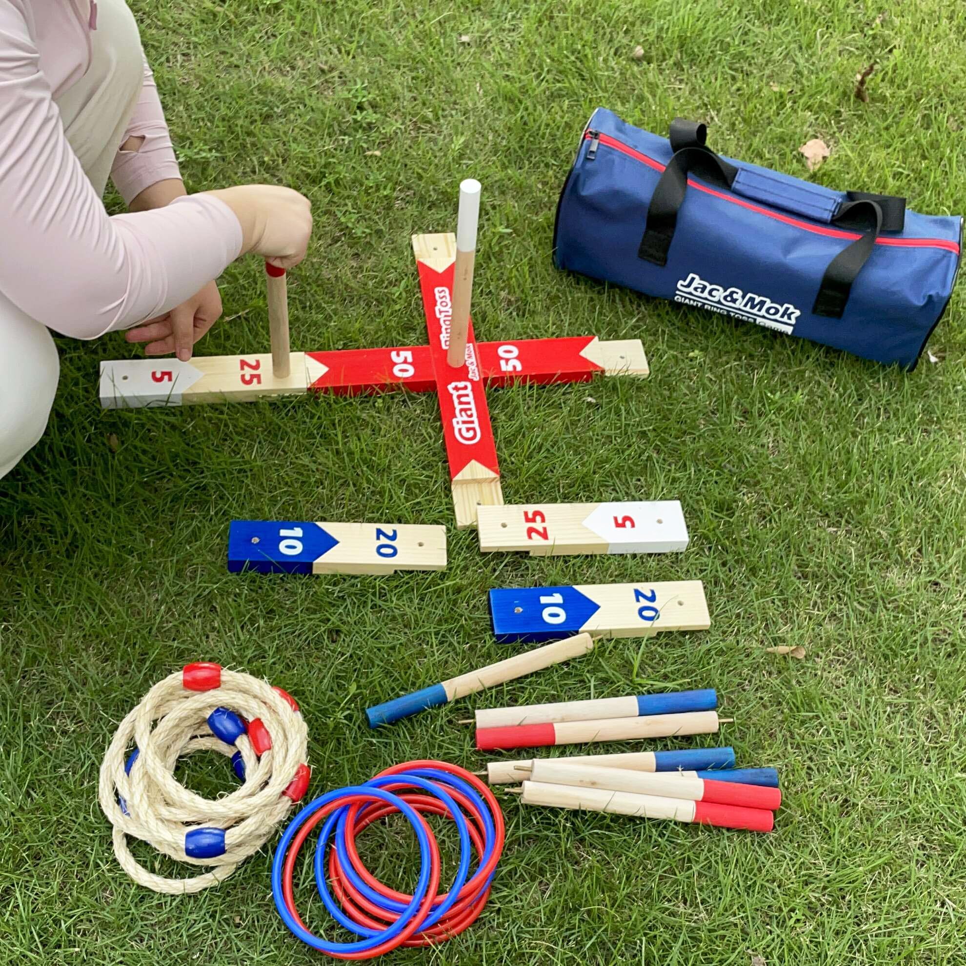 Ringwurfspiel Wurfspiele Ring Toss Game Holz Ringe Werfen Spiel mit Tragetasche