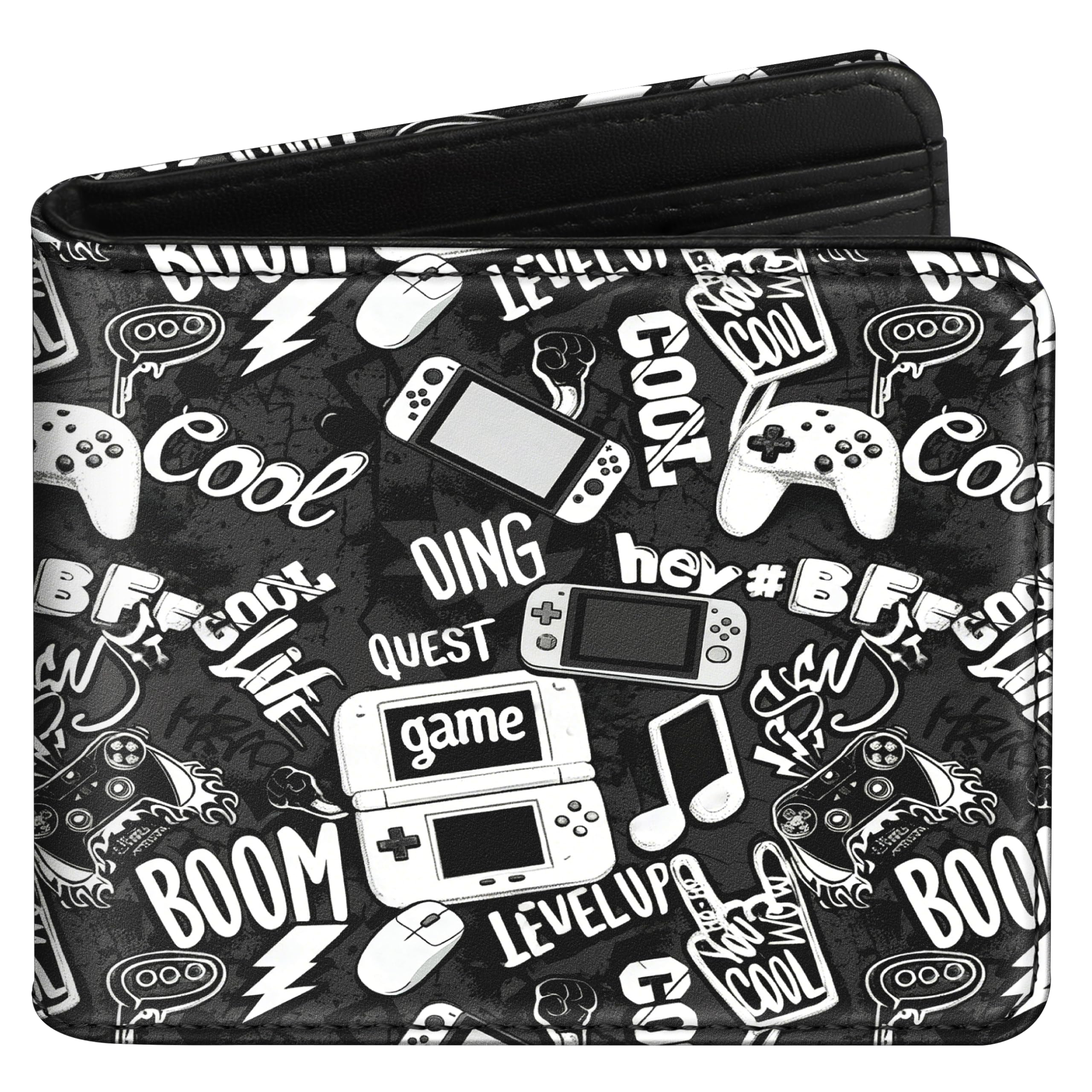 Bistup Teen Boys Cool Wallet - Men Mens Funny Game Design Leather Credit Id Card Cash Holder Man Black Rfid Blocking Zipper Wallets With Coin Pocket Id Window Aesthetic Teen Boy Male Youth Guys