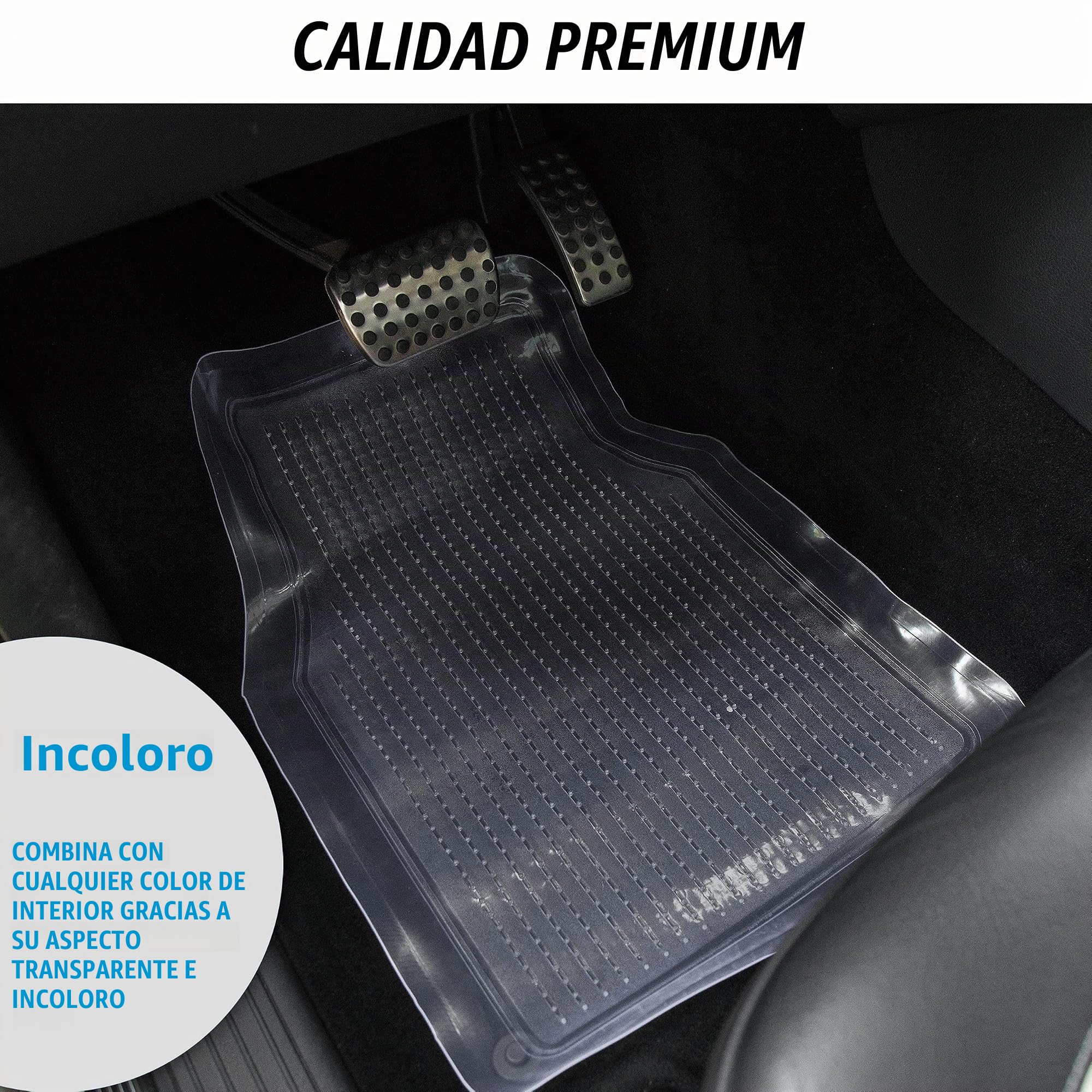 Zone Tech – Alfombrillas para coche (4 unidades, goma transparente)